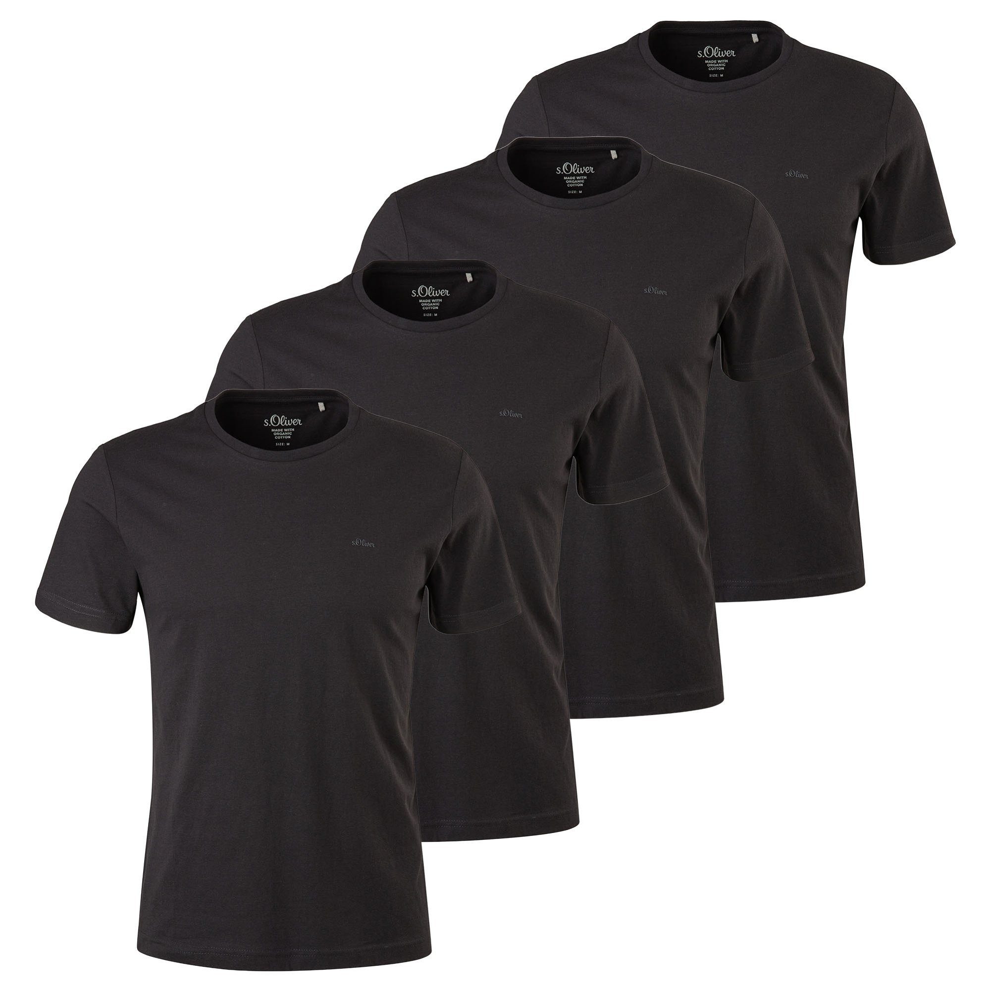 T-Shirt Herren T-Shirt 4er Pack Baumwolle Basic T-Shirt