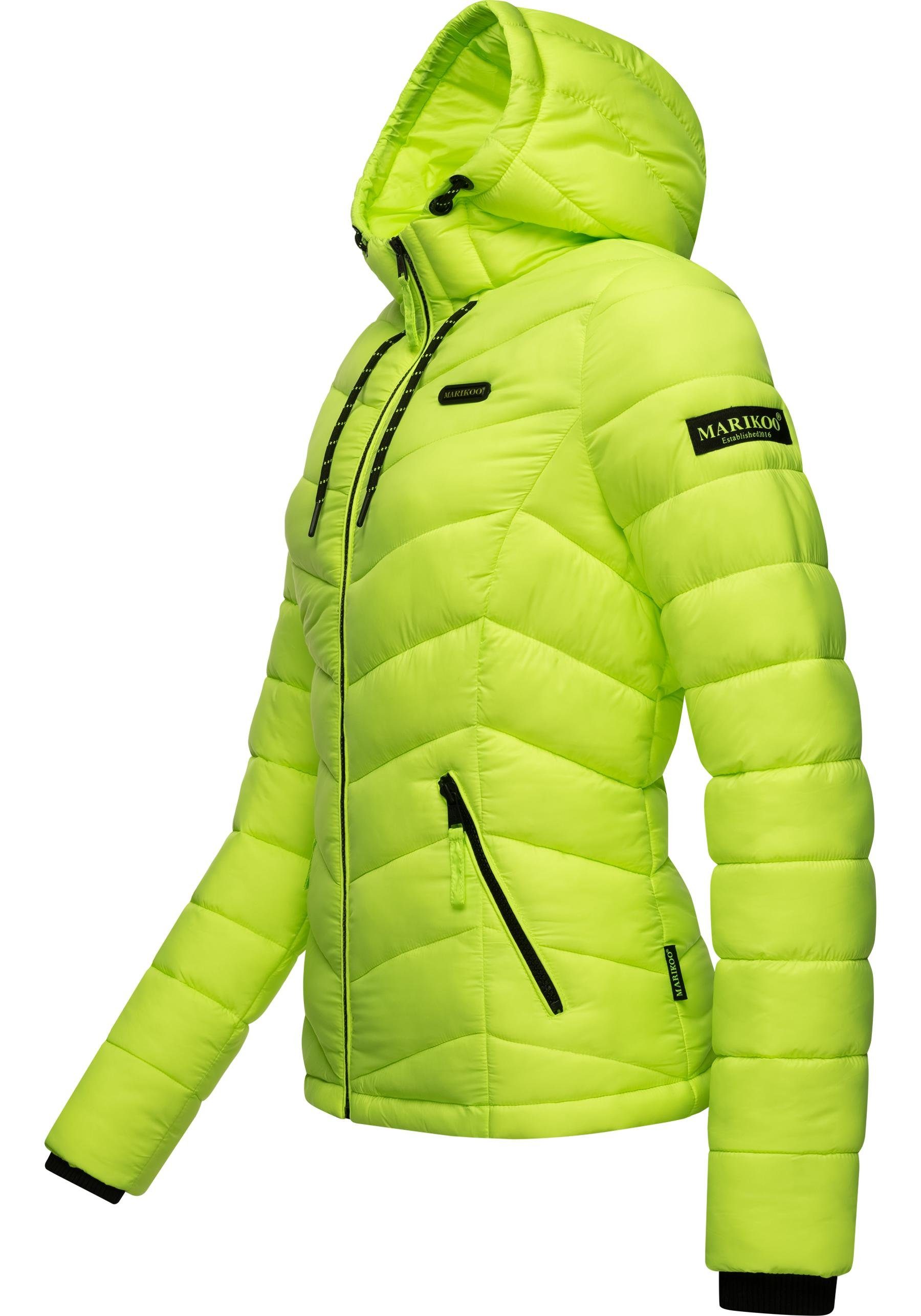 Steppjacke Kuala Kapuze ultraleichte Übergangsjacke mit neongrün Marikoo