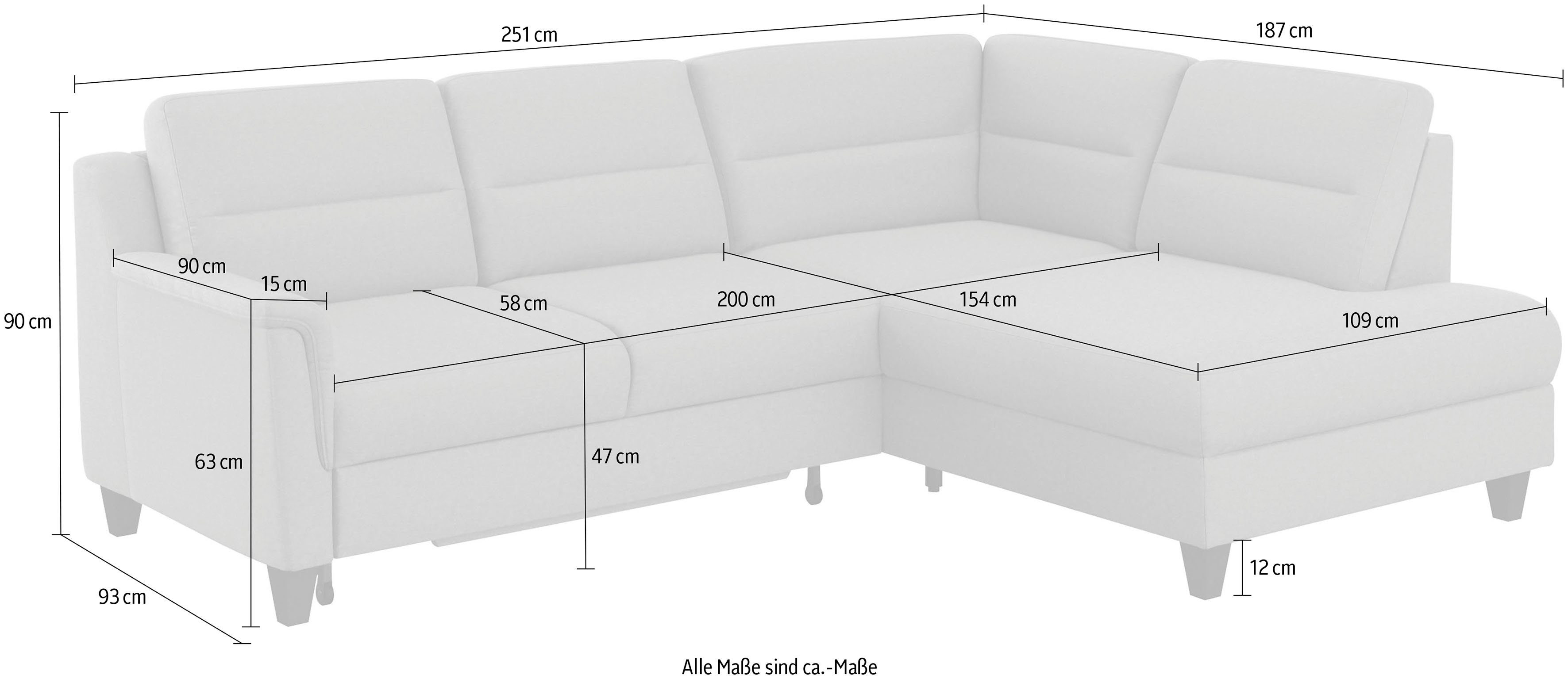 sit&more Ecksofa mit inklusive Bettkasten Bettfunktion wahlweise und Federkern, Farö