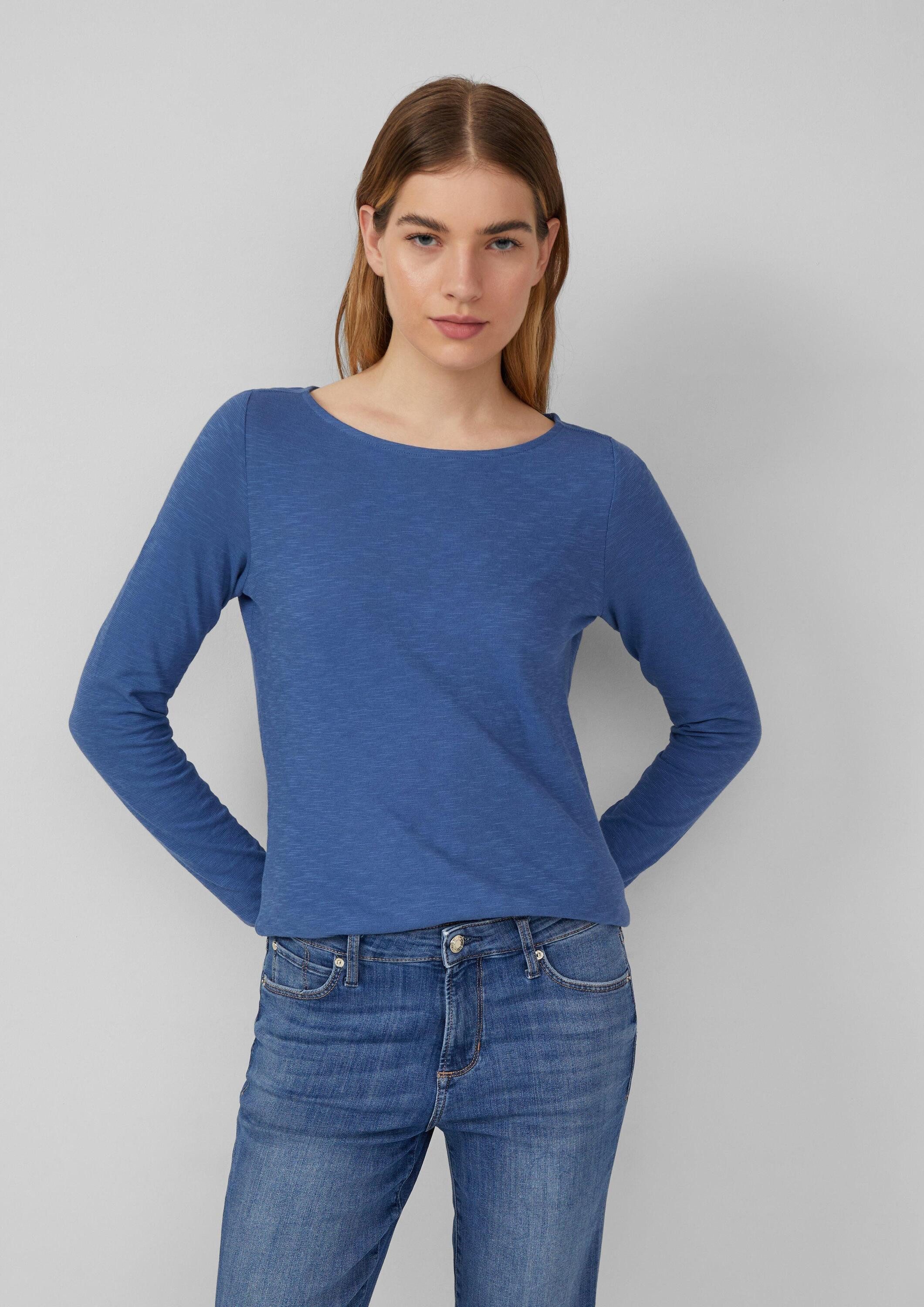 s.Oliver Langarmshirt T-Shirt Slim-Fit-Longsleeve aus Baumwollslub mit U-Bo günstig online kaufen