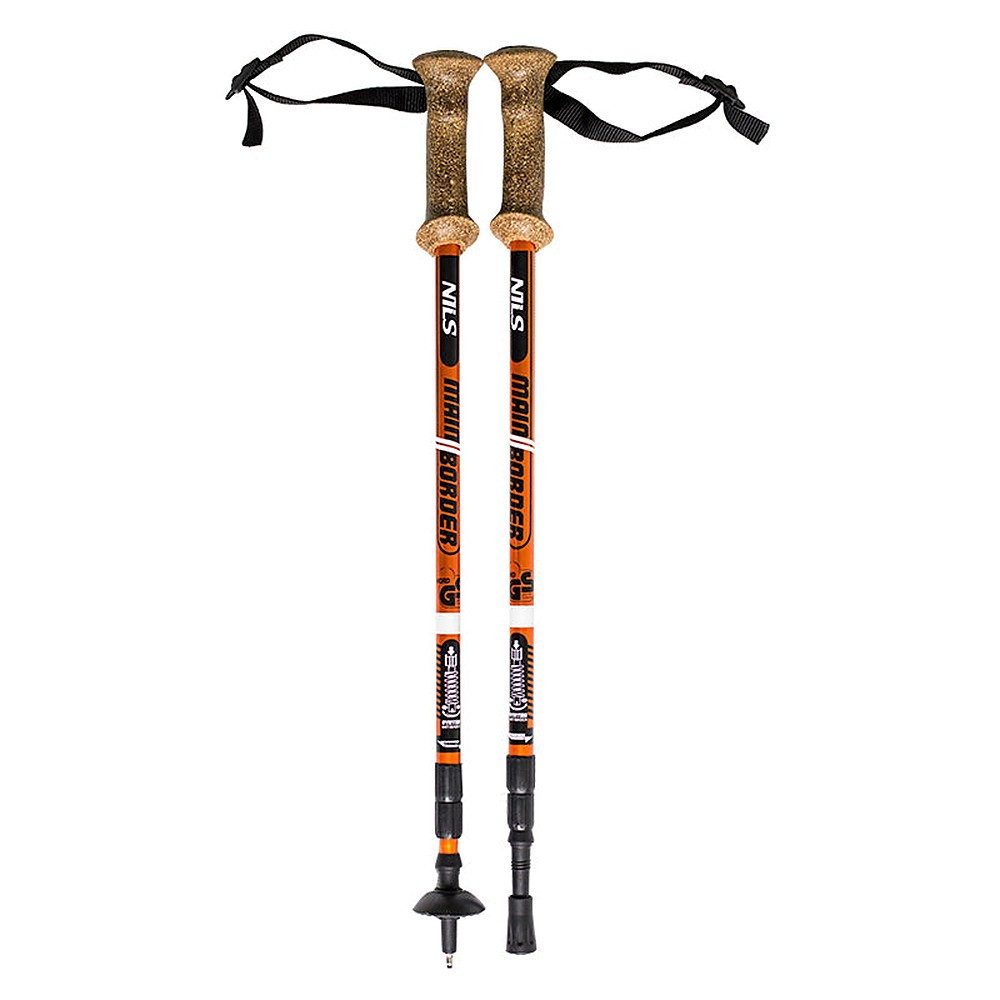 Nils Trekking-Stöcke Wanderstöcke Nordic-Walking-Stöcke (Spar-Set, 2 St., 65 - 135 cm verstellbar), Anti-Shock, Korkgriff, Aluminium, Wechselspitzen