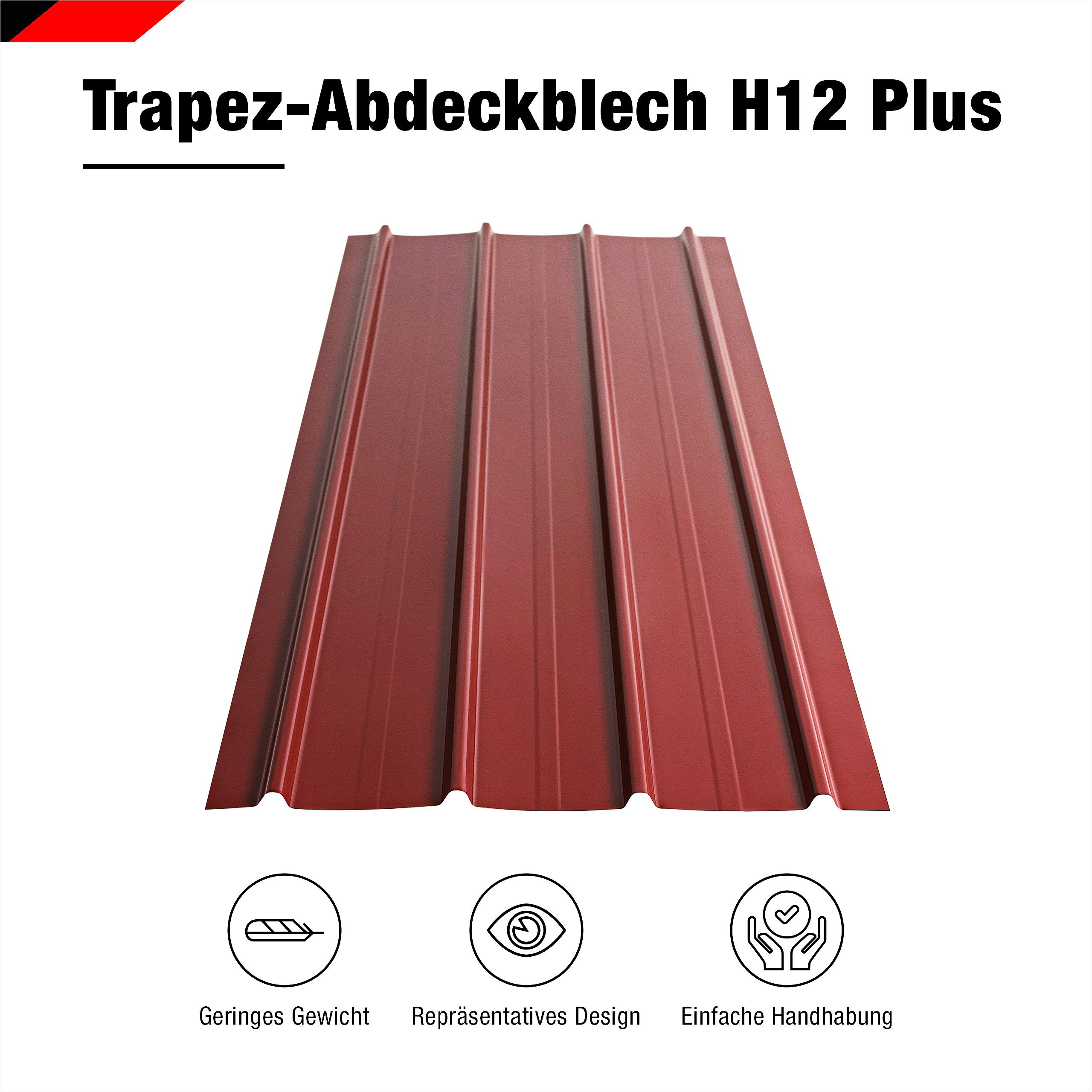 BRAVO Trapezblech, SMART Cover Set H12 Plus, 12 x Trapez-Abdeckblech 6,75 m², verzinkter Stahl lackiert, 1250x450x0,3 mm (12-St. inkl. Schrauben) Made in Germany