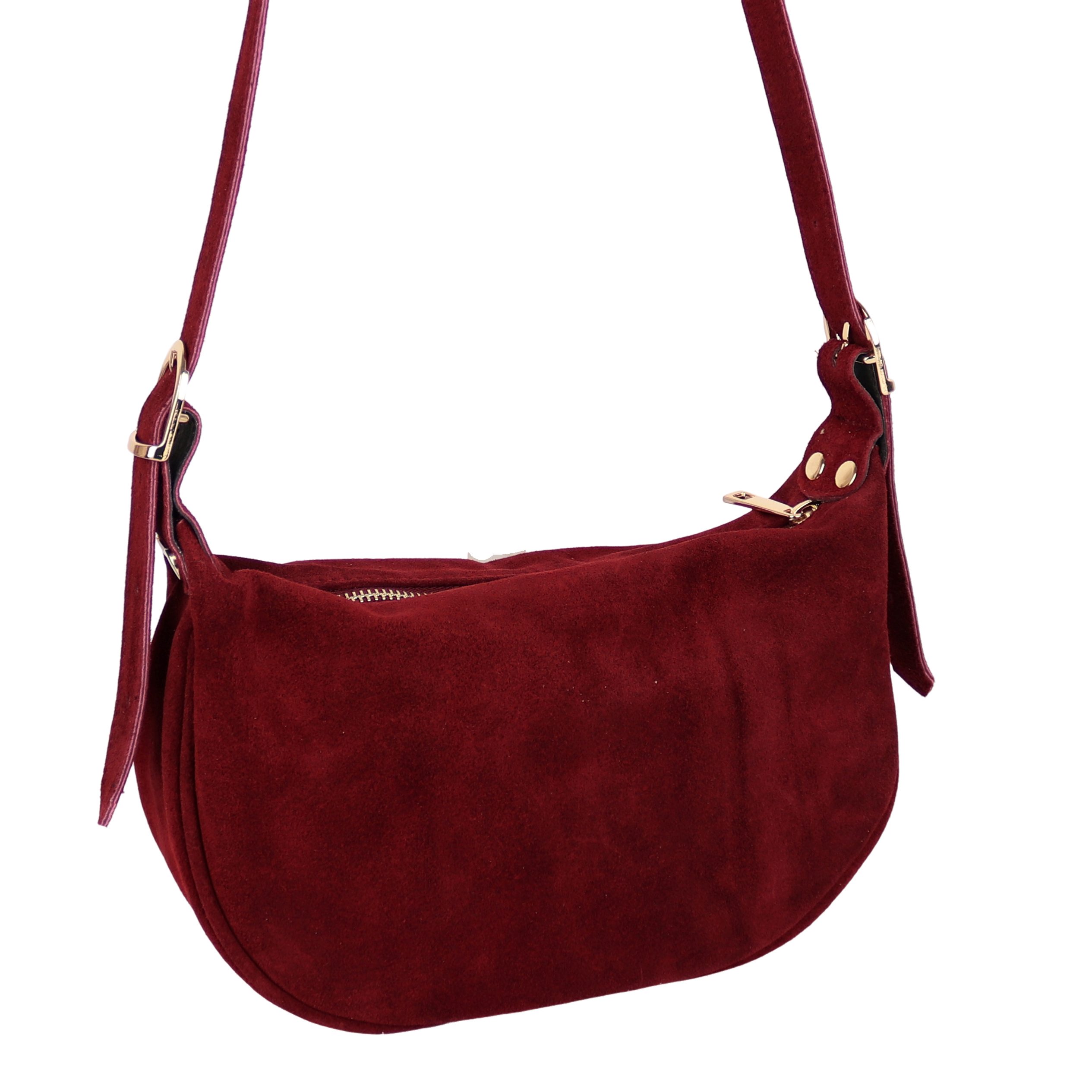 MIRROSI Umhängetasche Damen Crossbody Bag, Wildleder Echtleder Made In Italy, Mittelgroße Damen Tasche 26x16x10cm