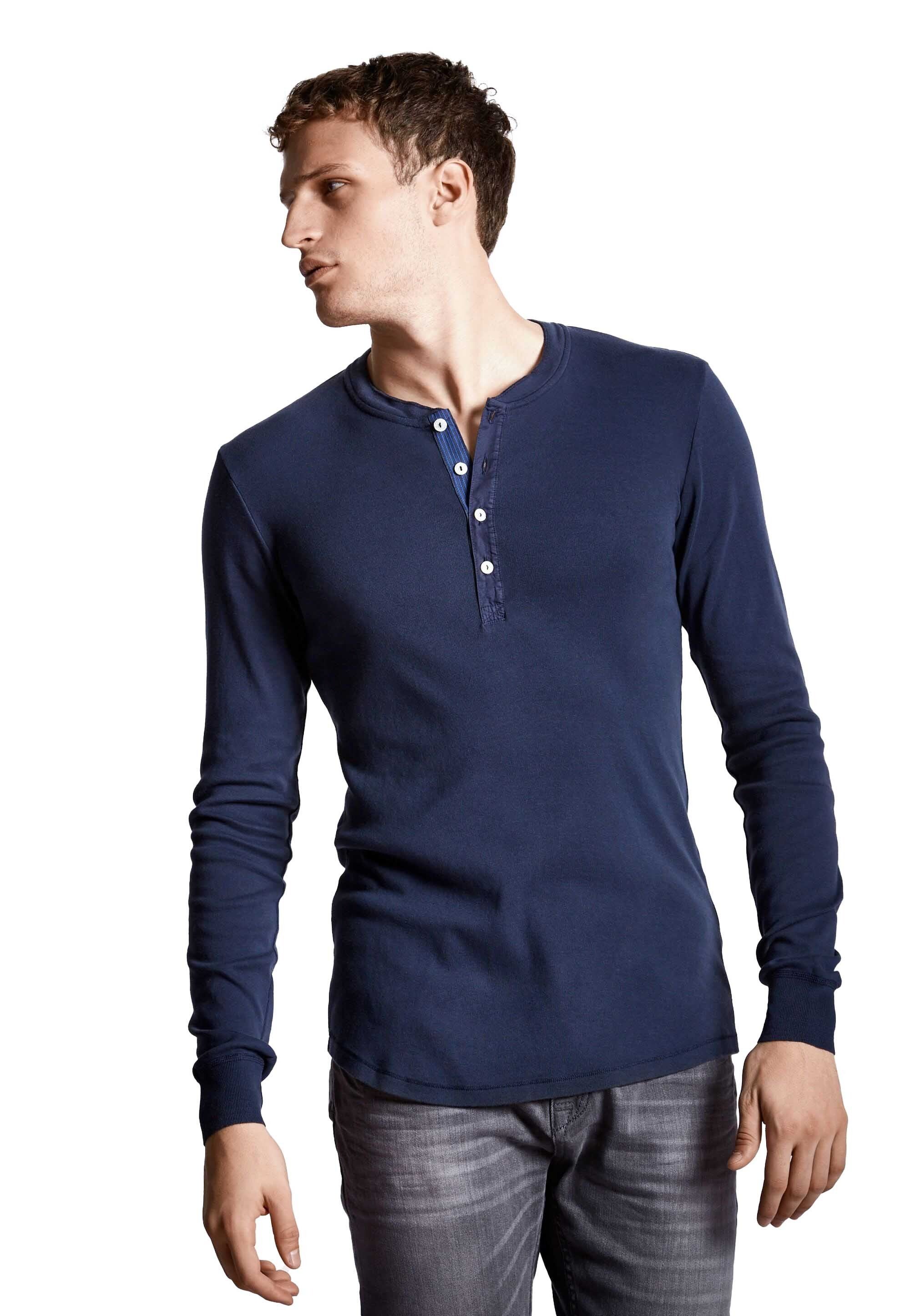 Langarm, Karl Heinz REVIVAL T-Shirt Herren - SCHIESSER Shirt Blau Unterhemd,