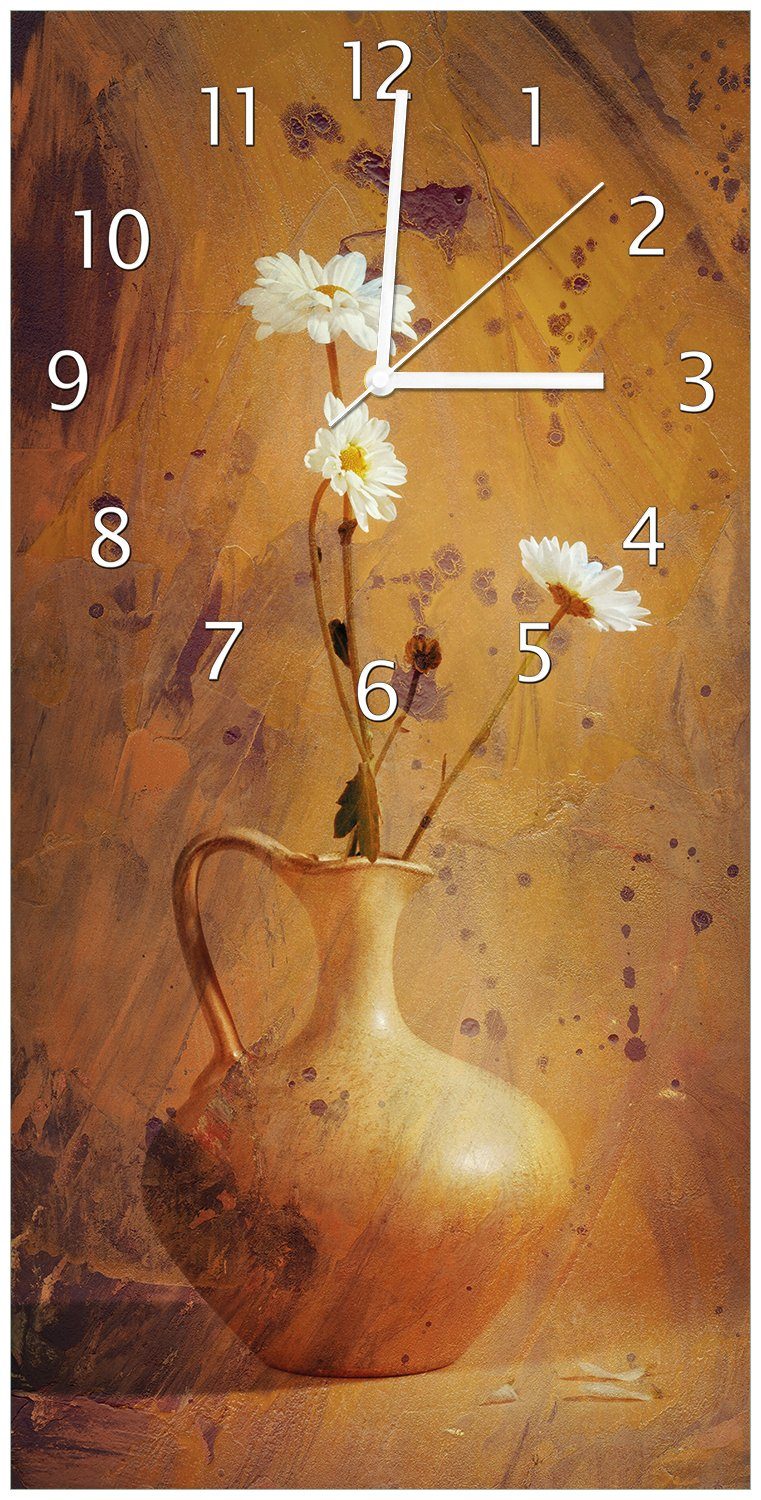Wallario Wanduhr Antike Vase mit Blumen (Uhr aus Acryl)