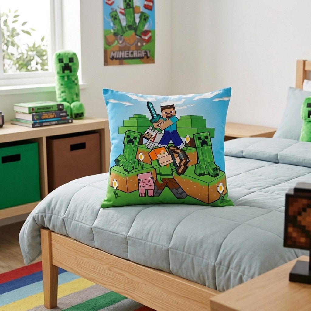 Jerry Fabrics Dekokissen Minecraft Creeper Rush Dekokissen Kissen 40x40 cm Steve Alex