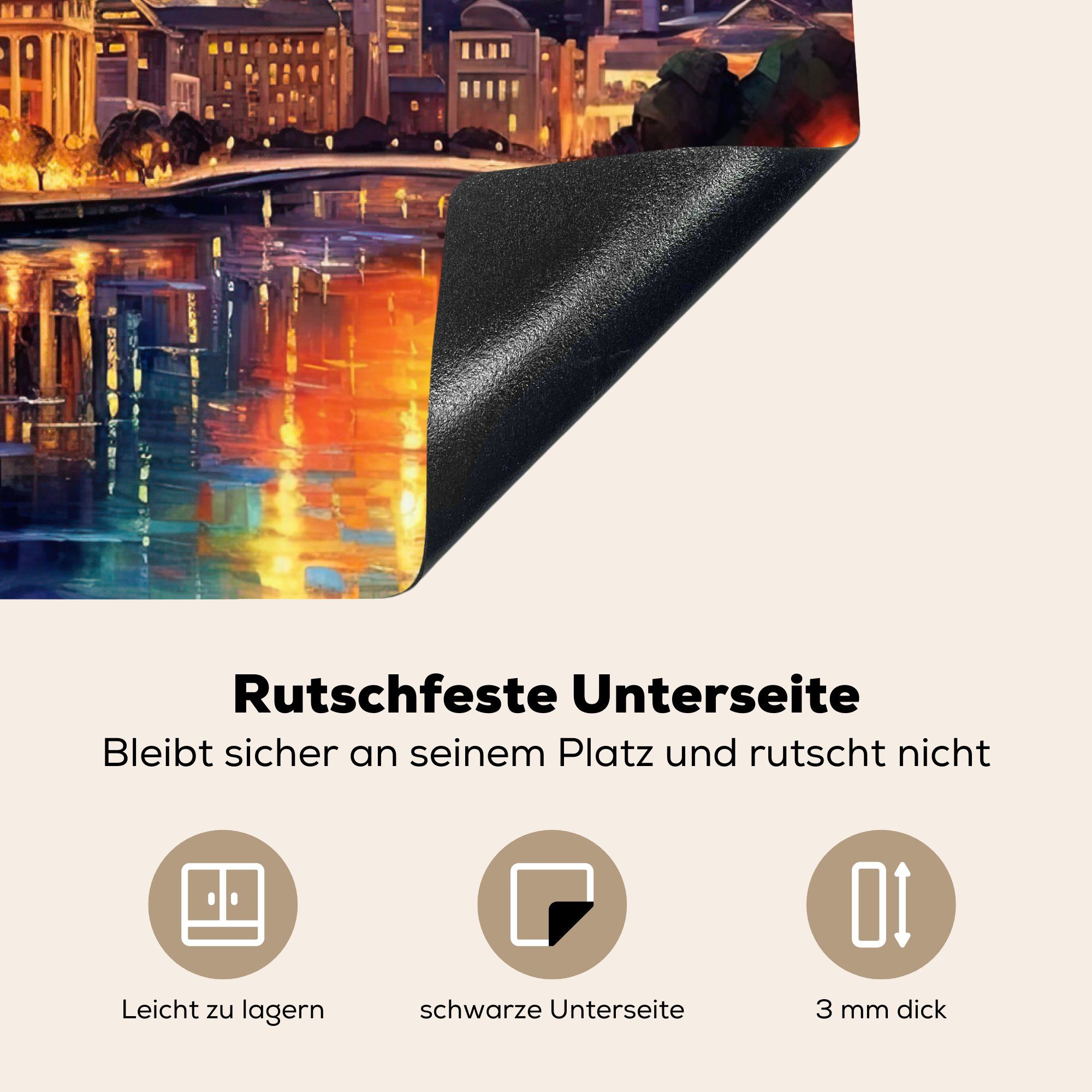 MuchoWow Herdblende-/Abdeckplatte Kapstadt - - 60x52 Arbeitsfläche Mobile - cm, (1 tlg), - Vinyl, Sonnenuntergang Architektur Kunst, nutzbar, Stadt Ceranfeldabdeckung