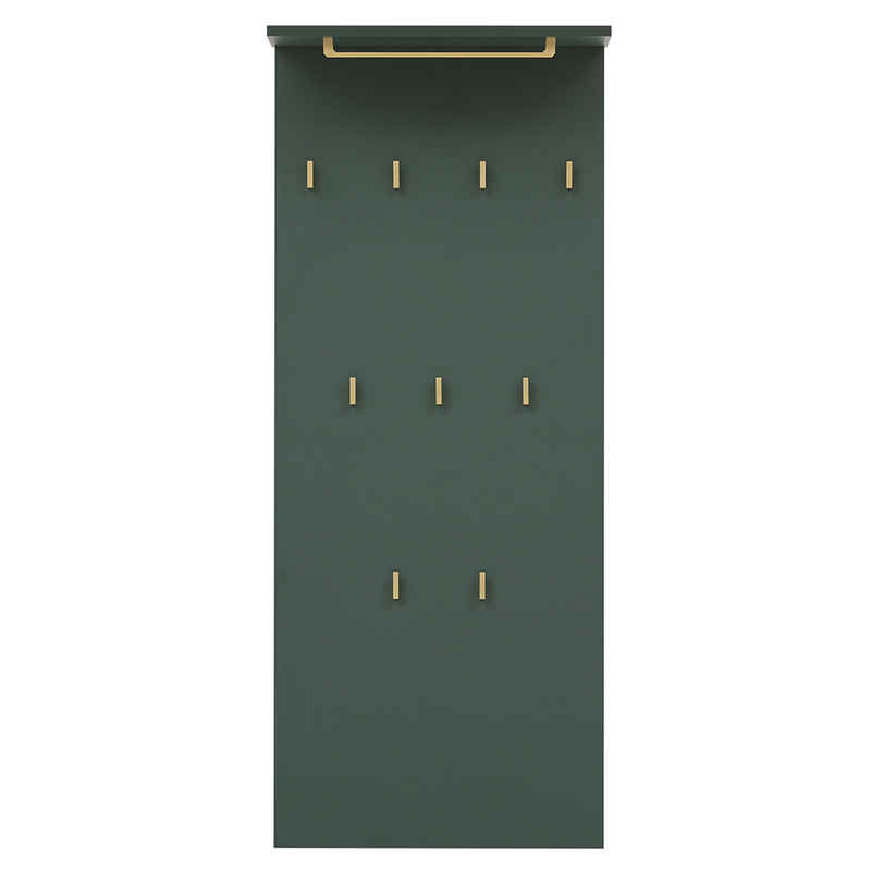 Lomadox Garderobenpaneel KELLA-80, Flur Wandgarderobe Garderobenmöbel 9 Kleiderhaken grün, goldfarben