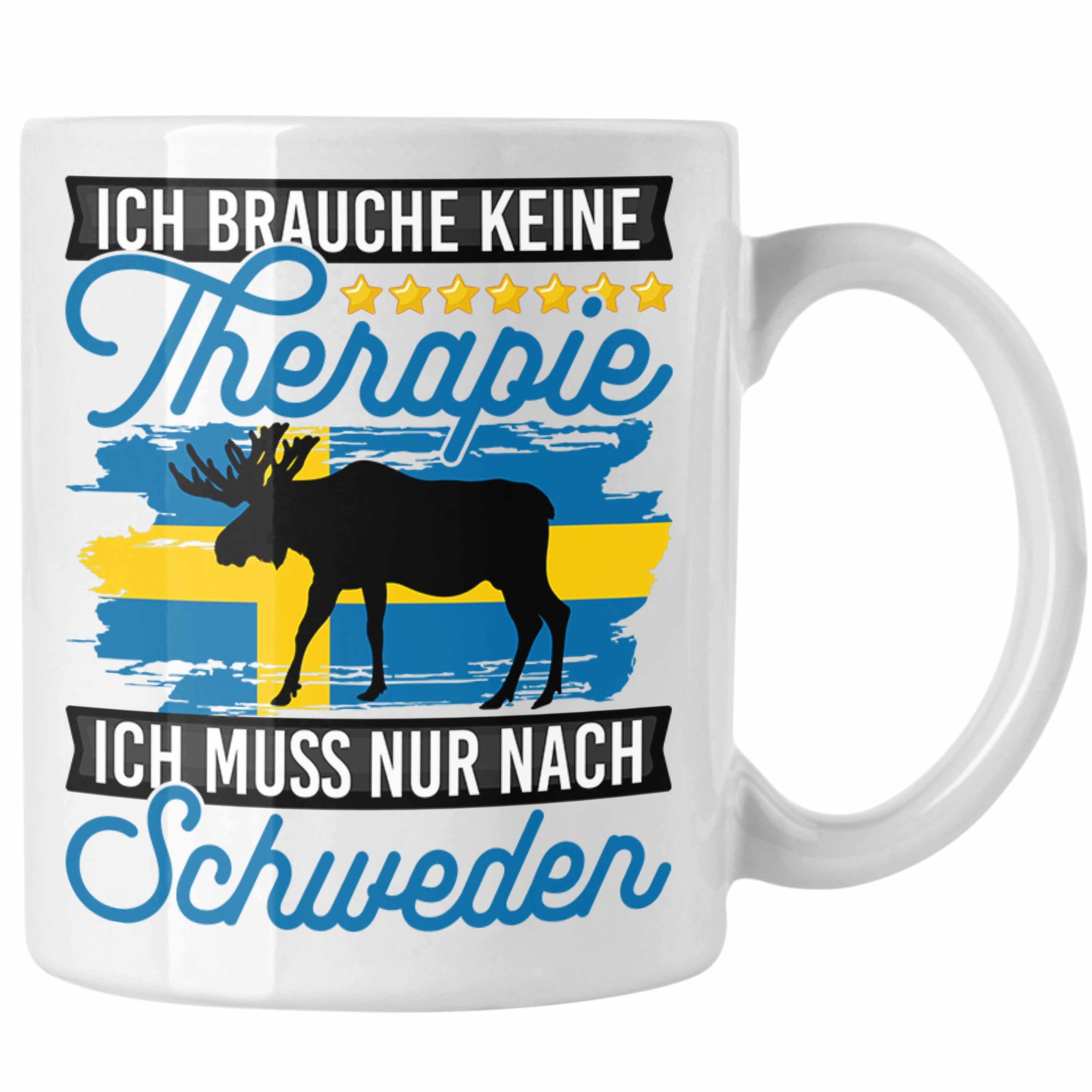 Trendation Tasse Schweden Tasse Geschenk Urlaub Schweden Ich Brauche Keine Therapie Ic Weiss