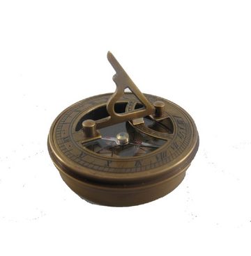 Linoows Dekoobjekt Sundial Kompass, Maritimer Altmessing Magnetkompass & Dose, Reproduktion