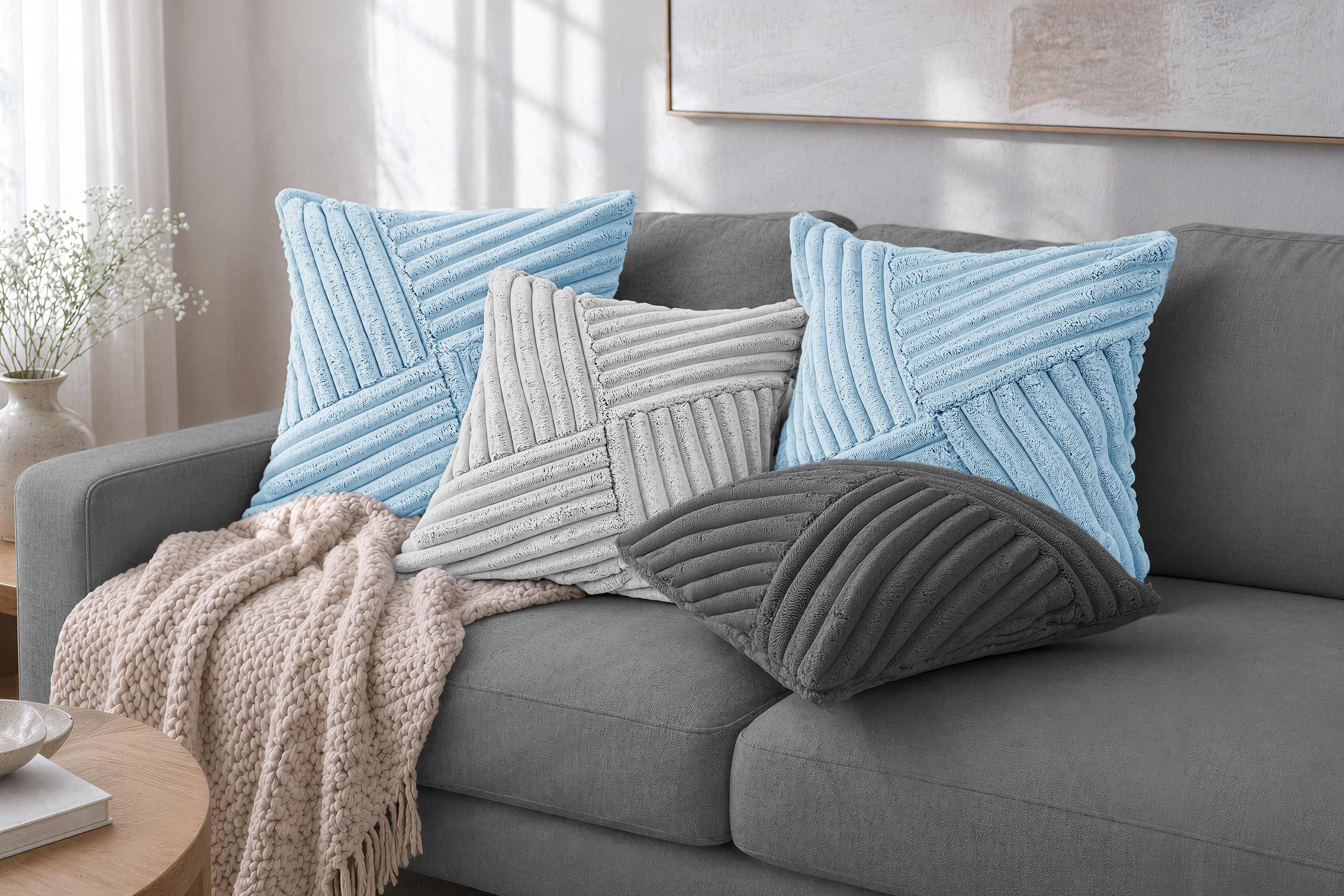 Amilian Kissenbezüge 4er Set Kissenhüllen dekorativ weich für Sofa & Couch, Kissenbezug für Dekokissen Zierkissen Kissen