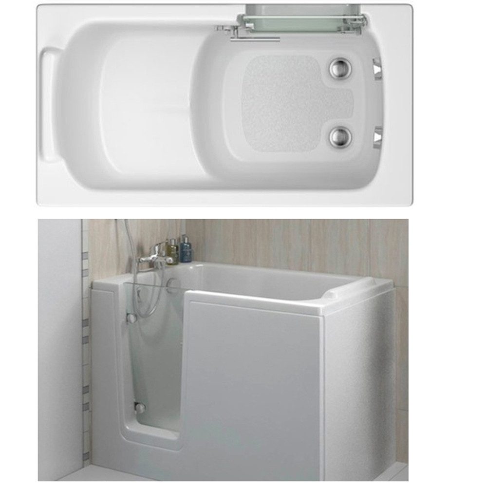 HAK Badewanne DEEP, Sitzbadewanne mit Tür, 121 x65cm, links