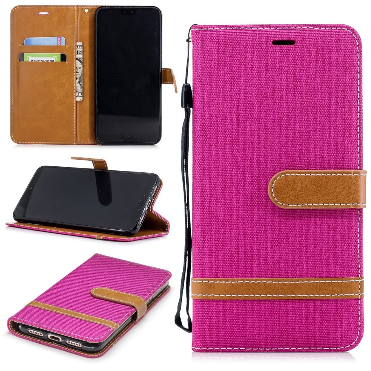 König Design Handyhülle Huawei P20 Pro, Huawei P20 Pro Handyhülle Bookcover Rosa