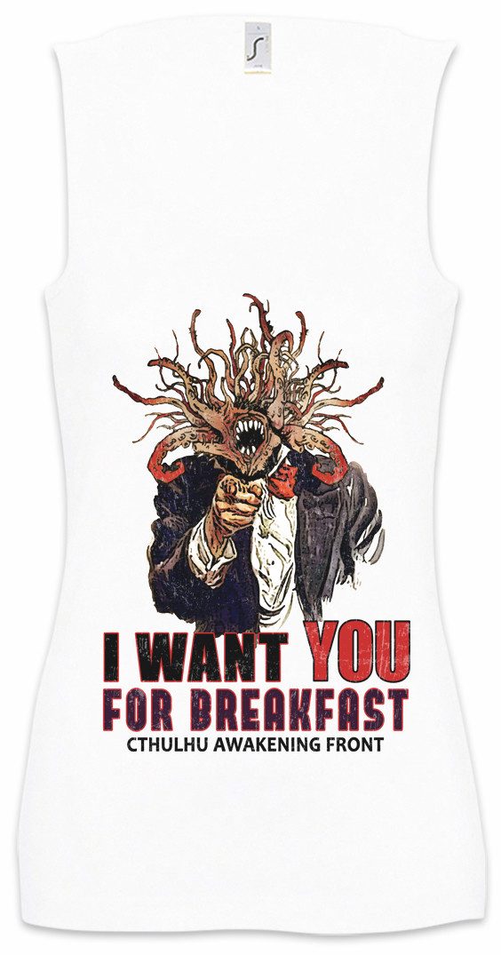 Tanktop I Want You Cthulhu Ärmelloses Damen T-Shirt Cthulhu Call Horror Arkham