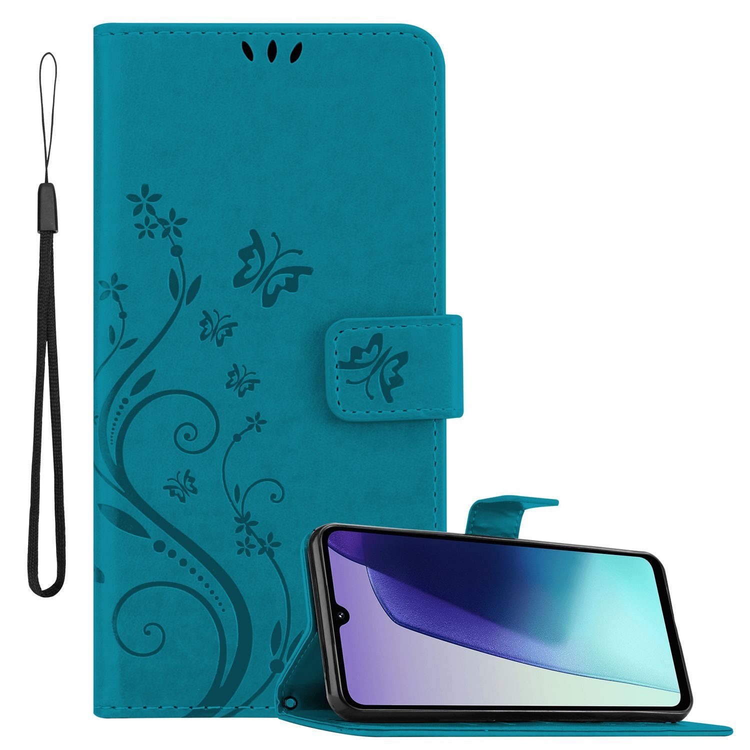 Cadorabo Handyhülle für Xiaomi RedMi 14C Hülle Xiaomi RedMi 14C, Hülle Schutzhülle Blumen Flower mit Standfunktion Kartenfach Magnet