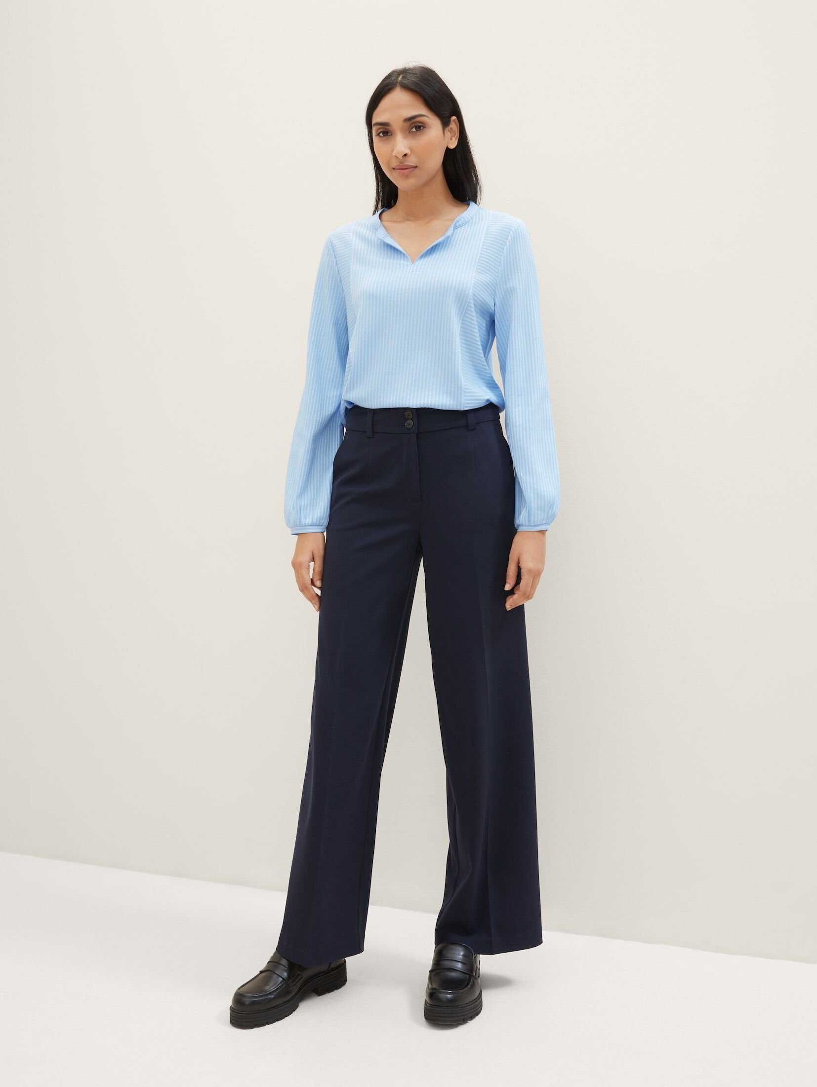TOM TAILOR Langarmshirt T-Shirt Bluse mit Streifenmuster