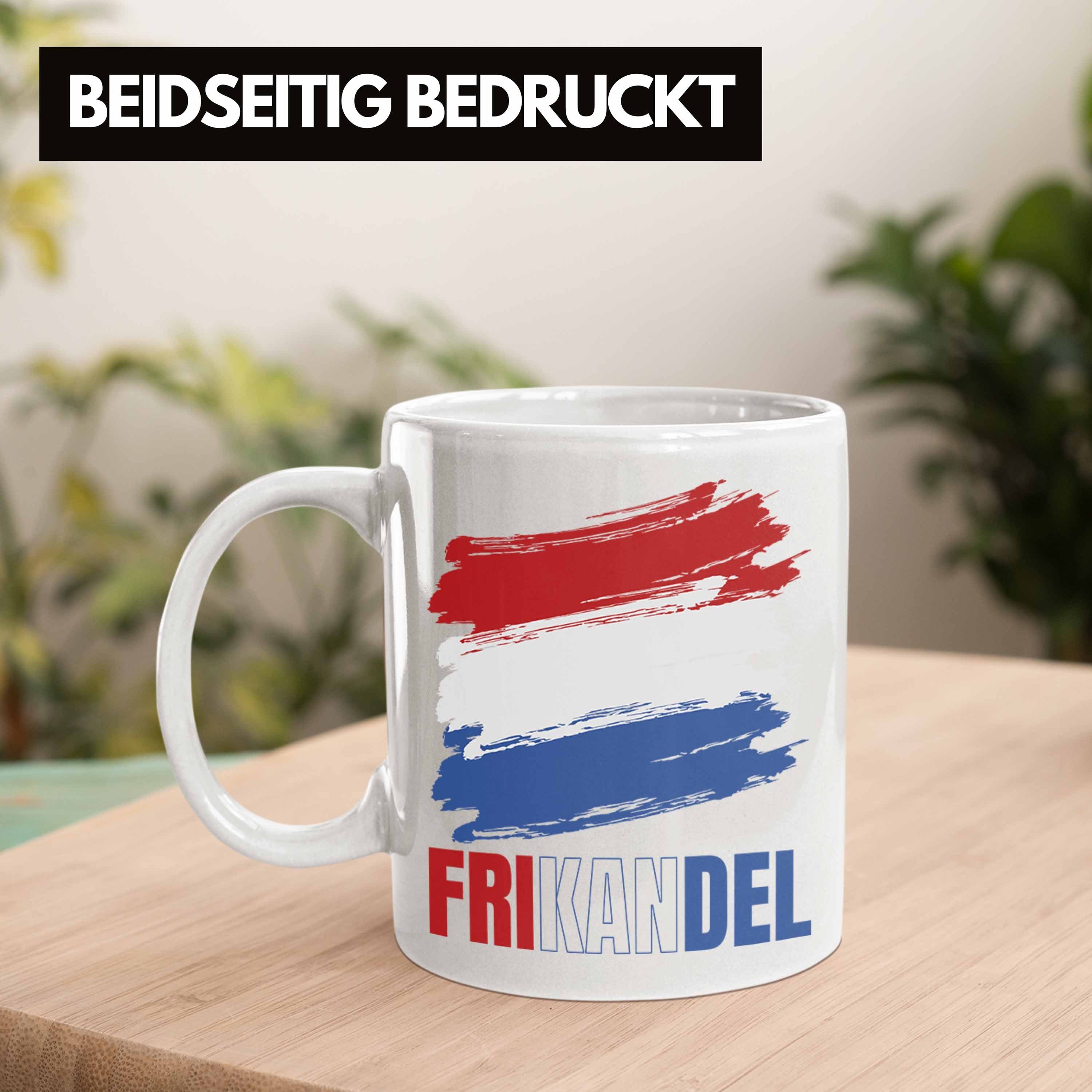 Tasse Frikande Weiss Tasse Kaffee-Becher Geschenk Holländer Fan Holland Trendation