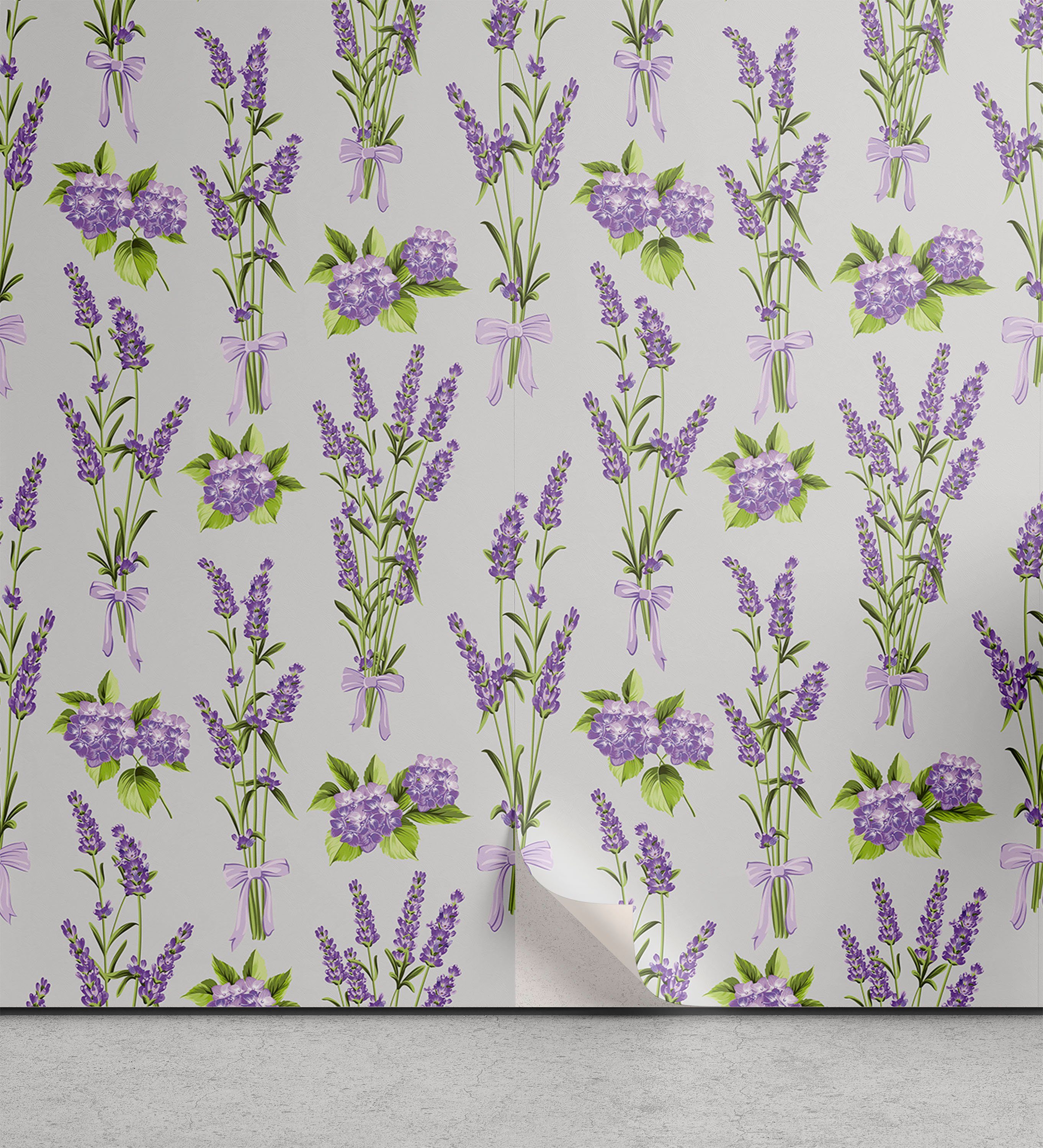 Abakuhaus Vinyltapete selbstklebendes Wohnzimmer Küchenakzent, Garten LavendelHydrangea Kunst