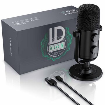 LIAM&DAAN Standmikrofon, USB Podcast Mikrofon schwenkbar Kopfhöreranschluss / Monitorfunktion