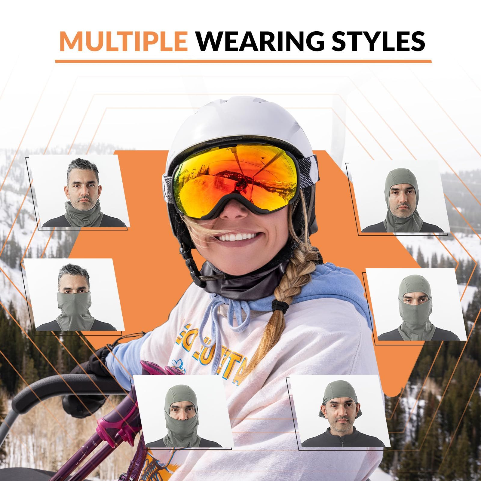 ROCKBROS Sturmhaube Balaclava Winter Skimaske Winddichte Atmungsaktive Gesichtsmaske M/L MULTIFUNKTIONAL