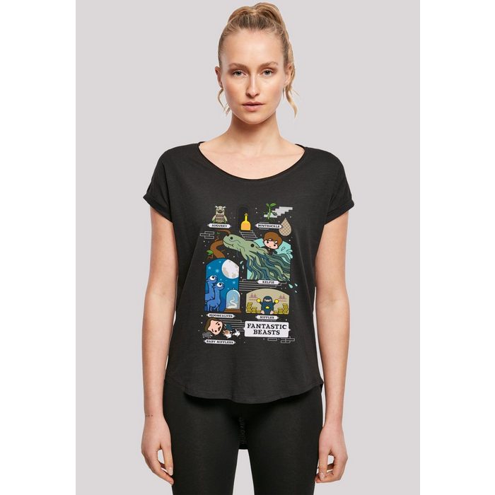 F4NT4STIC T-Shirt Phantastische Tierwesen Chibi Newt Damen Premium Merch Lang Longshirt Bedruckt