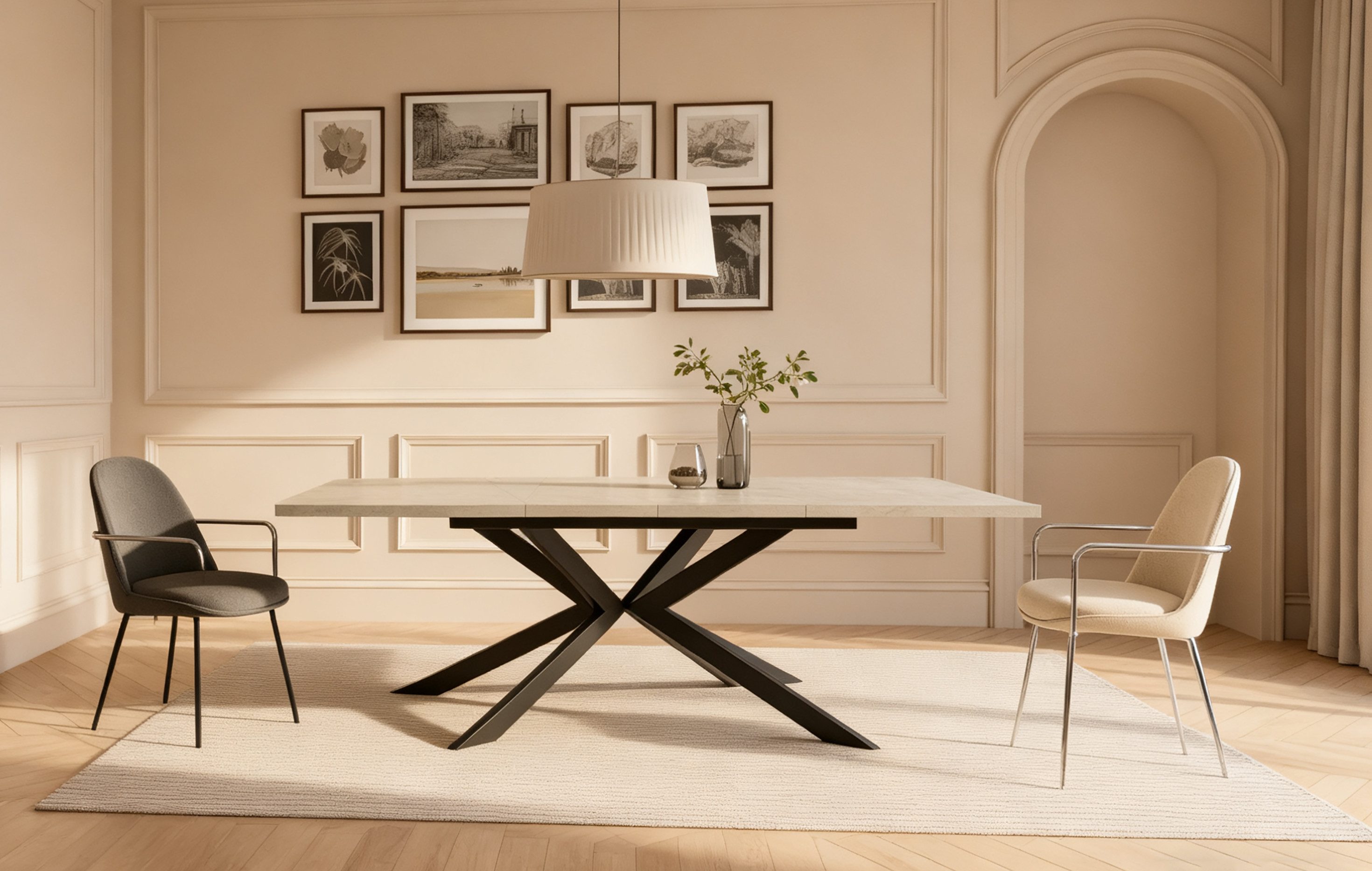 DUBI Möbel Esstisch MALTE, Metallgestell, ausziehbar, 140-180-220cm, 2 Einl günstig online kaufen