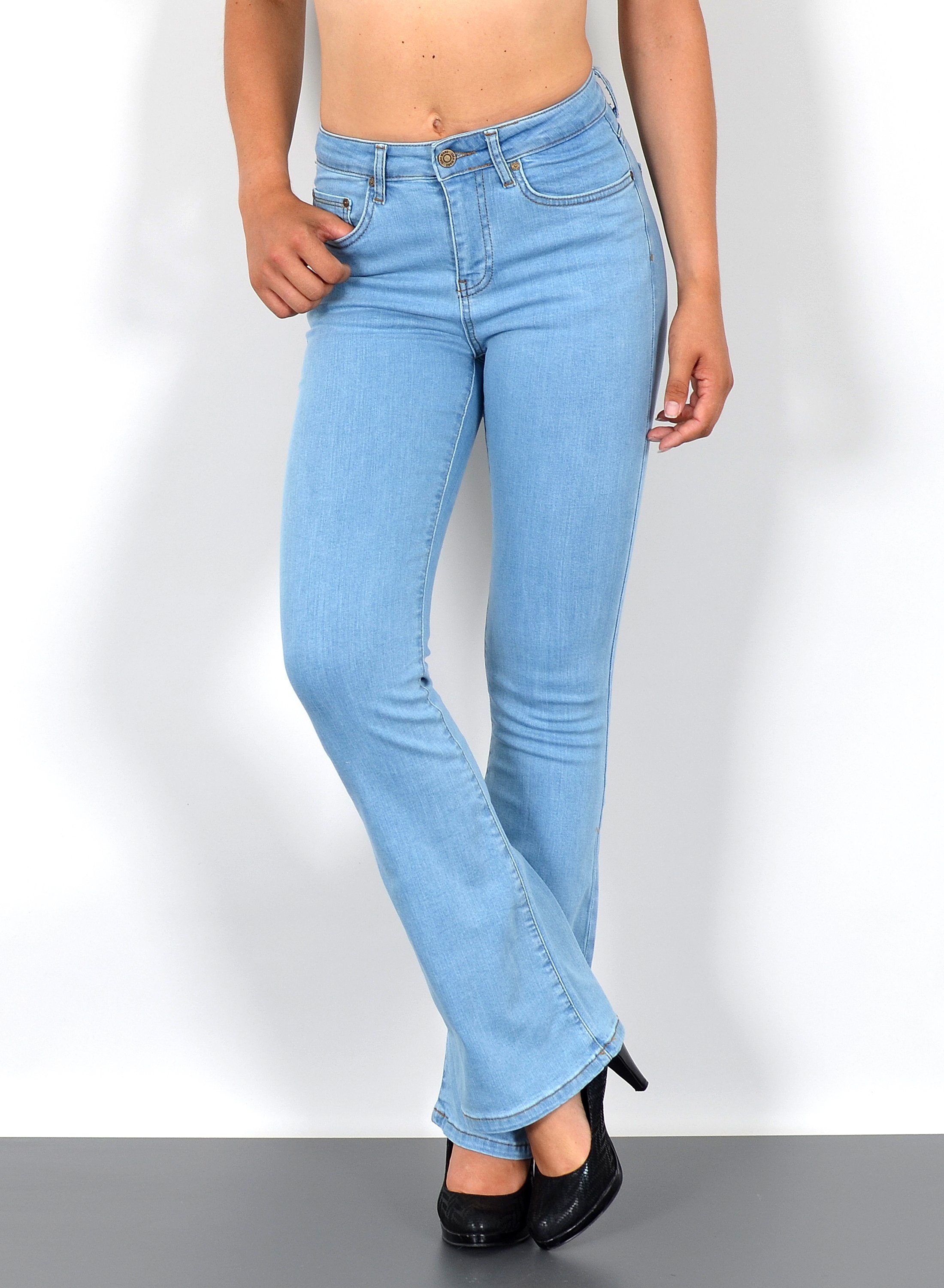 ESRA Bootcut-Jeans Bootcut Jeans Damen High Waist Stretch Wide Leg Jeans bis Übergröße B1 Damen Bootcut Jeans High Waist Damen Schlaghose Jeans weites Bein Hose – Bild 5 von 5