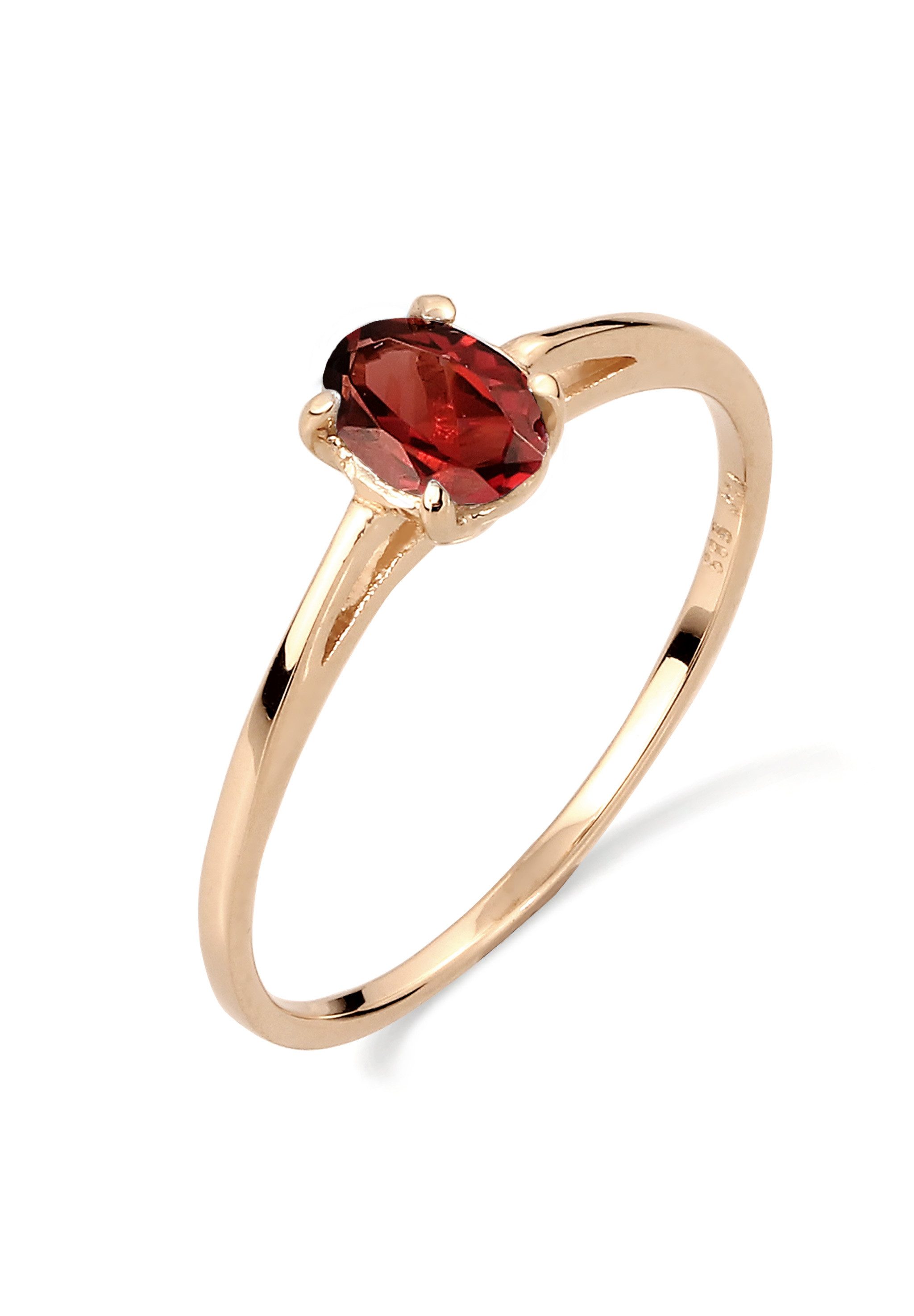 Fingerring Solitär Granat Dunkelrot 585 Gelbgold