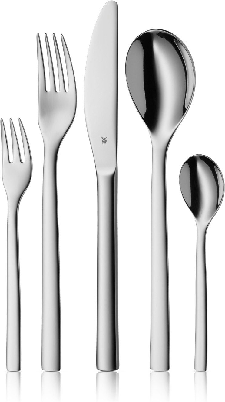 WMF Besteck-Set Atria (60-tlg), 12 Personen, Cromargan® Edelstahl Rostfrei 18/10, poliert, mit soliden Monobloc Tafelmessern