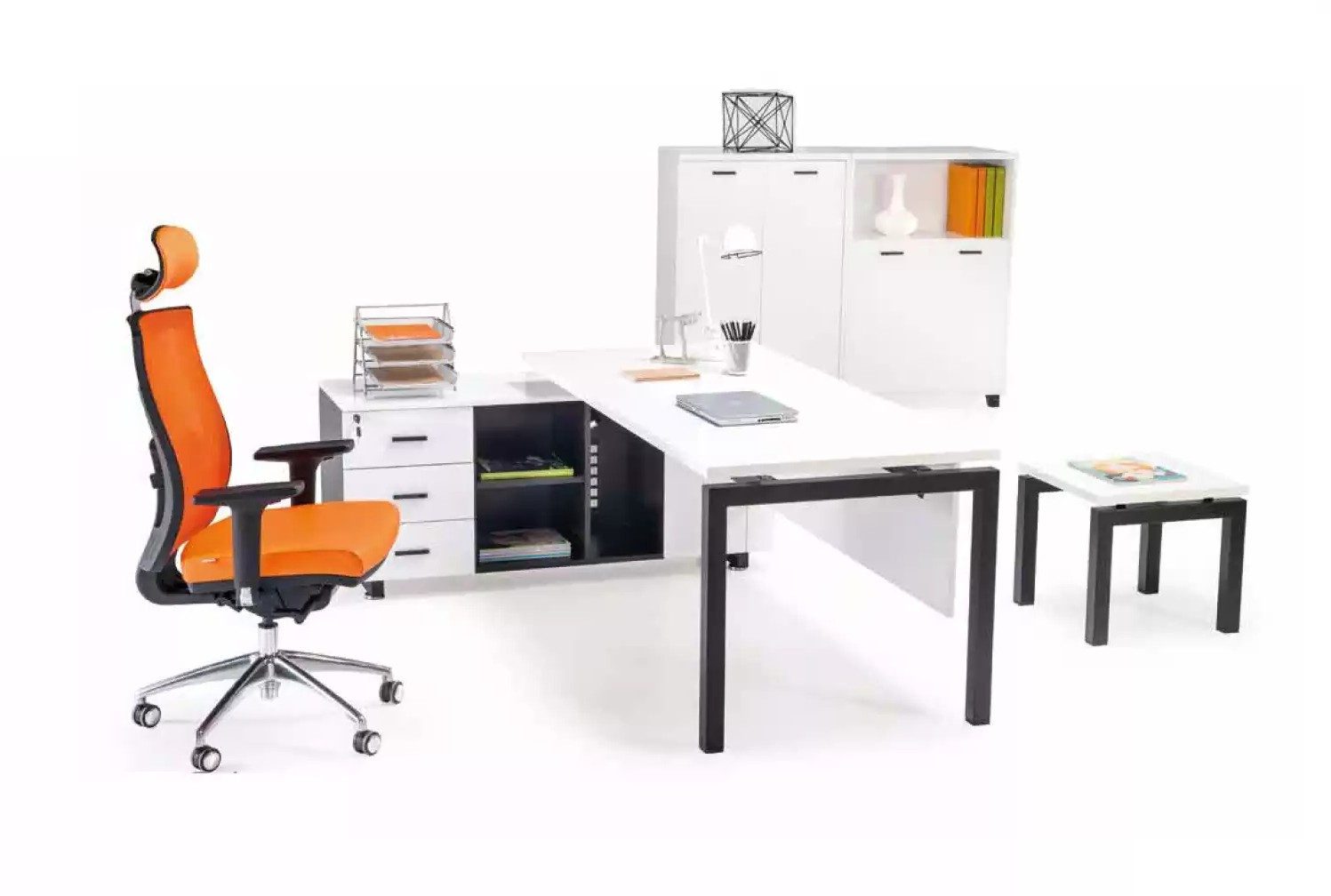 Xlmoebel Büromöbel-Set Schreibtisch mit Aktenschrank und Couchtisch in modernem Design, (4-tlg., Set 4tlg Eckschreibtisch+2x Aktenschrank+Couchtisch), Hergestellt in Europa