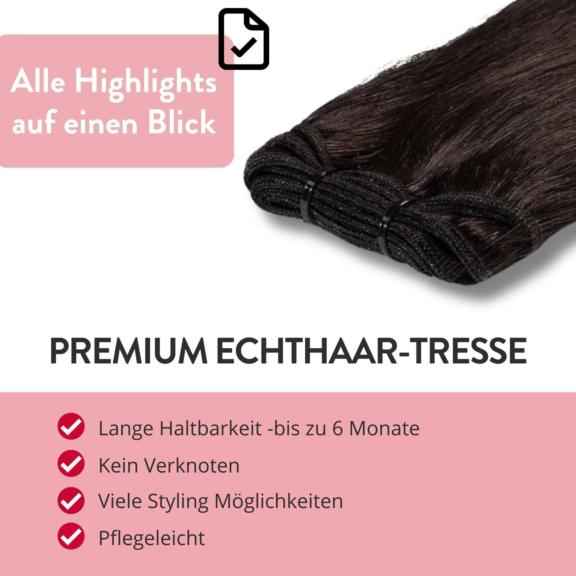 hair2heart Echthaar-Extension Premium Echthaartresse #5/0 Hellbraun 40cm