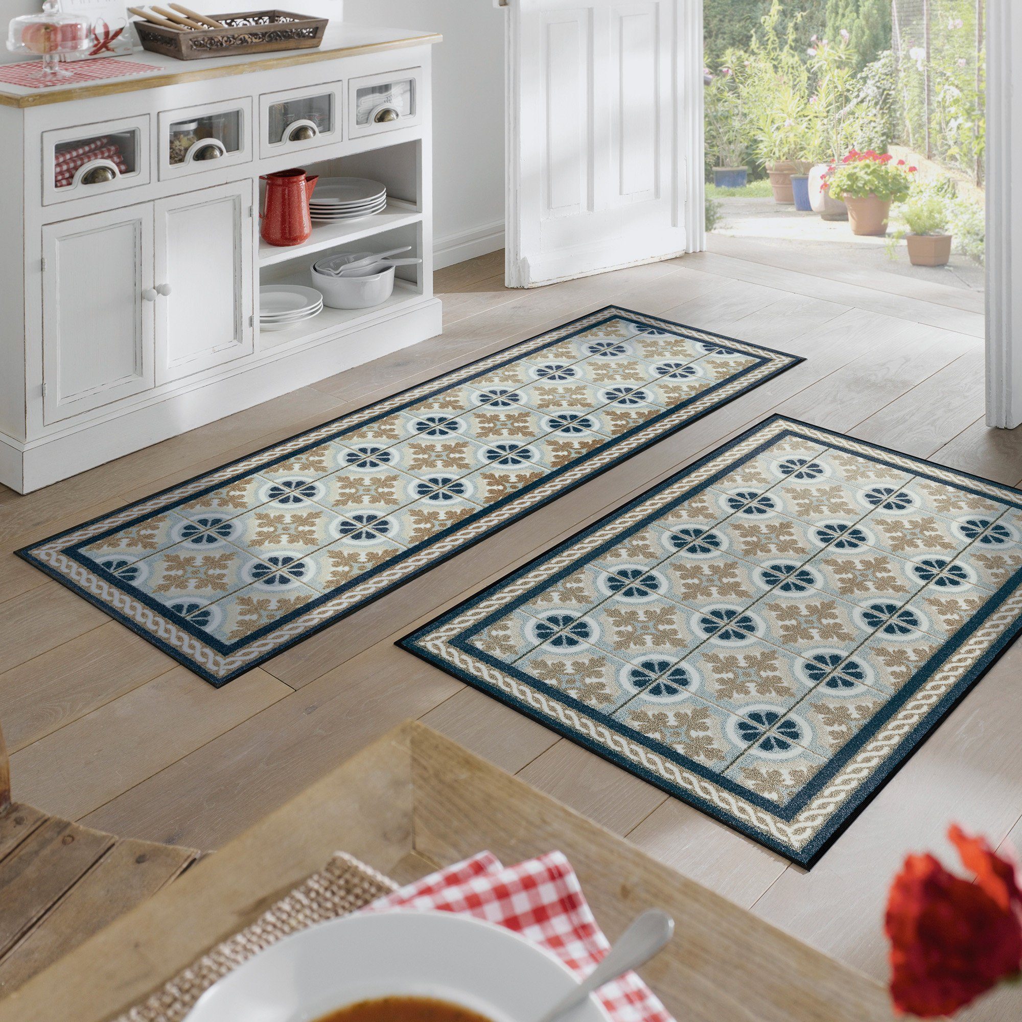 Teppich Kitchen Tiles, wash+dry by Kleen-Tex, rechteckig, Höhe: 7 mm,  rutschhemmend, In- und Outdoor geeignet, waschbar, Waschen 60°, Trocknen  normale Temperatur, Nicht Bügeln