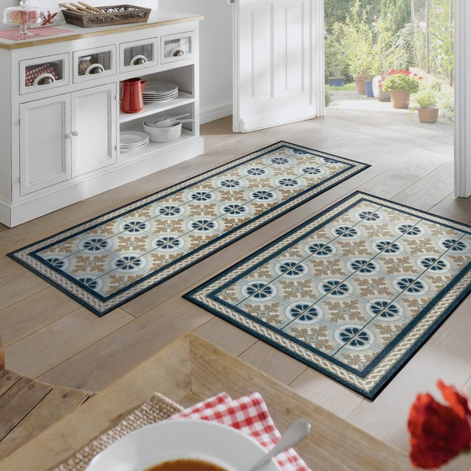 Teppich Kitchen Tiles, wash+dry by Kleen-Tex, rechteckig, Höhe: 7 mm,  rutschhemmend, In- und Outdoor geeignet, waschbar, Waschen 60°, Trocknen  normale Temperatur, Nicht Bügeln