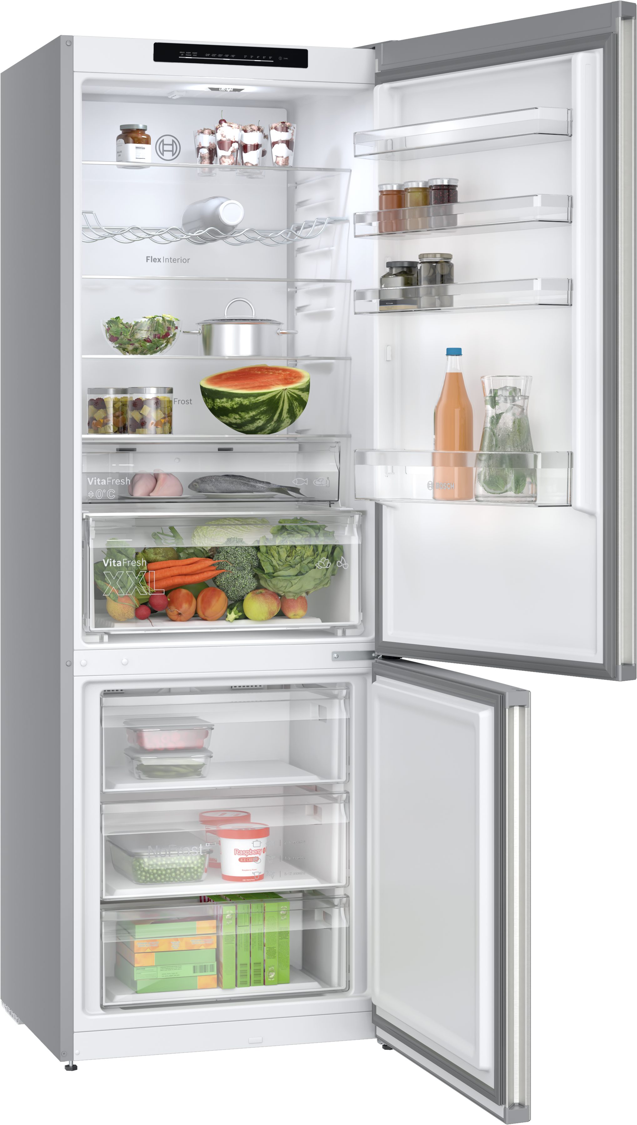 BOSCH Kühl-/Gefrierkombination Serie 4 KGN492IAF, 203 cm hoch, 70 cm breit, Länger frisch dank VitaFresh XXL & kein Abtauen mehr.
