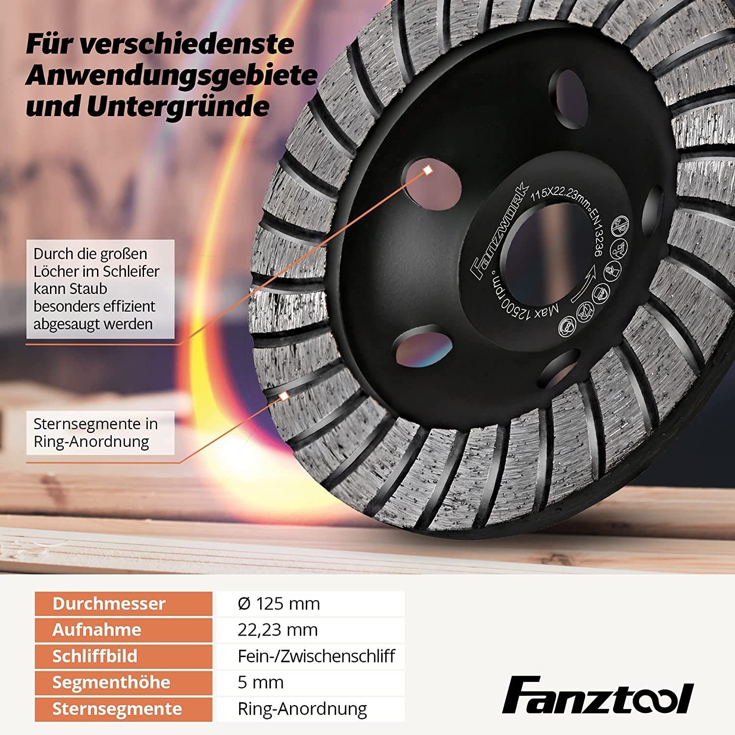 Fanztool Schleifteller FANZTOOL 115/125/180 Premium Diamant-Schleiftopf