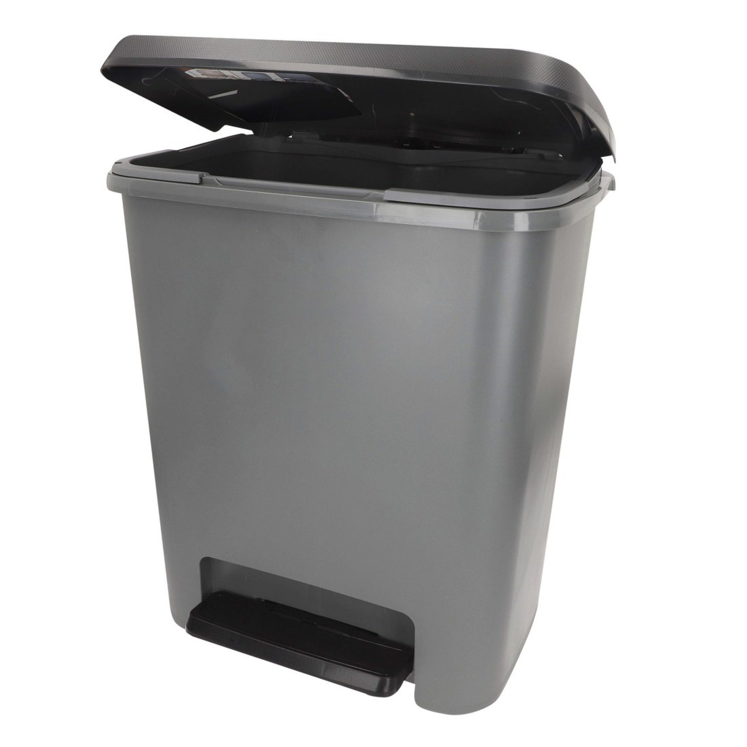 Curver Mülleimer KIS Compatta Tret-Mülleimer 25L – Grau/Schwarz für Küche & Büro