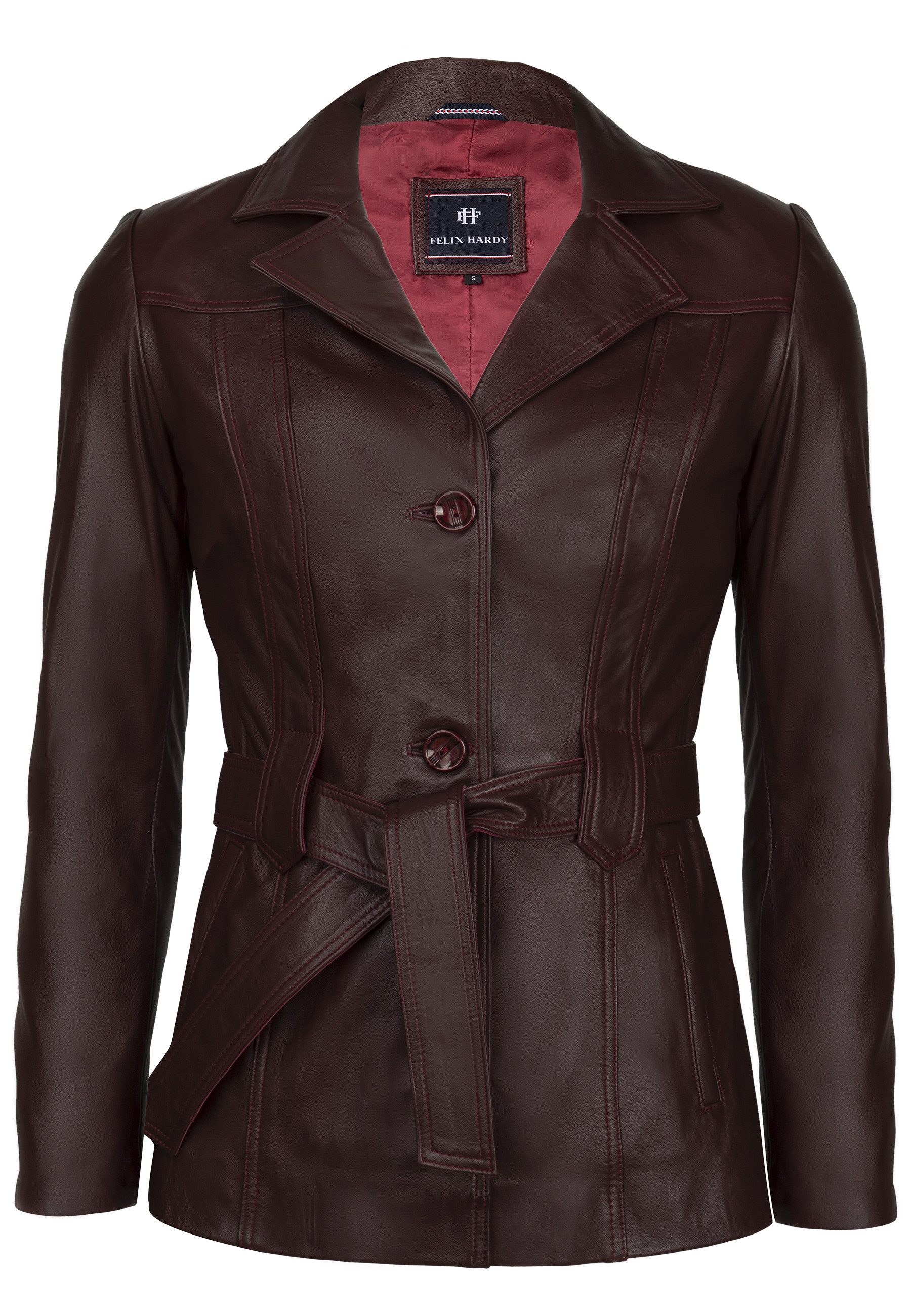 Felix Hardy Lederjacke Lederjacke mit Gürtel und Knöpfen