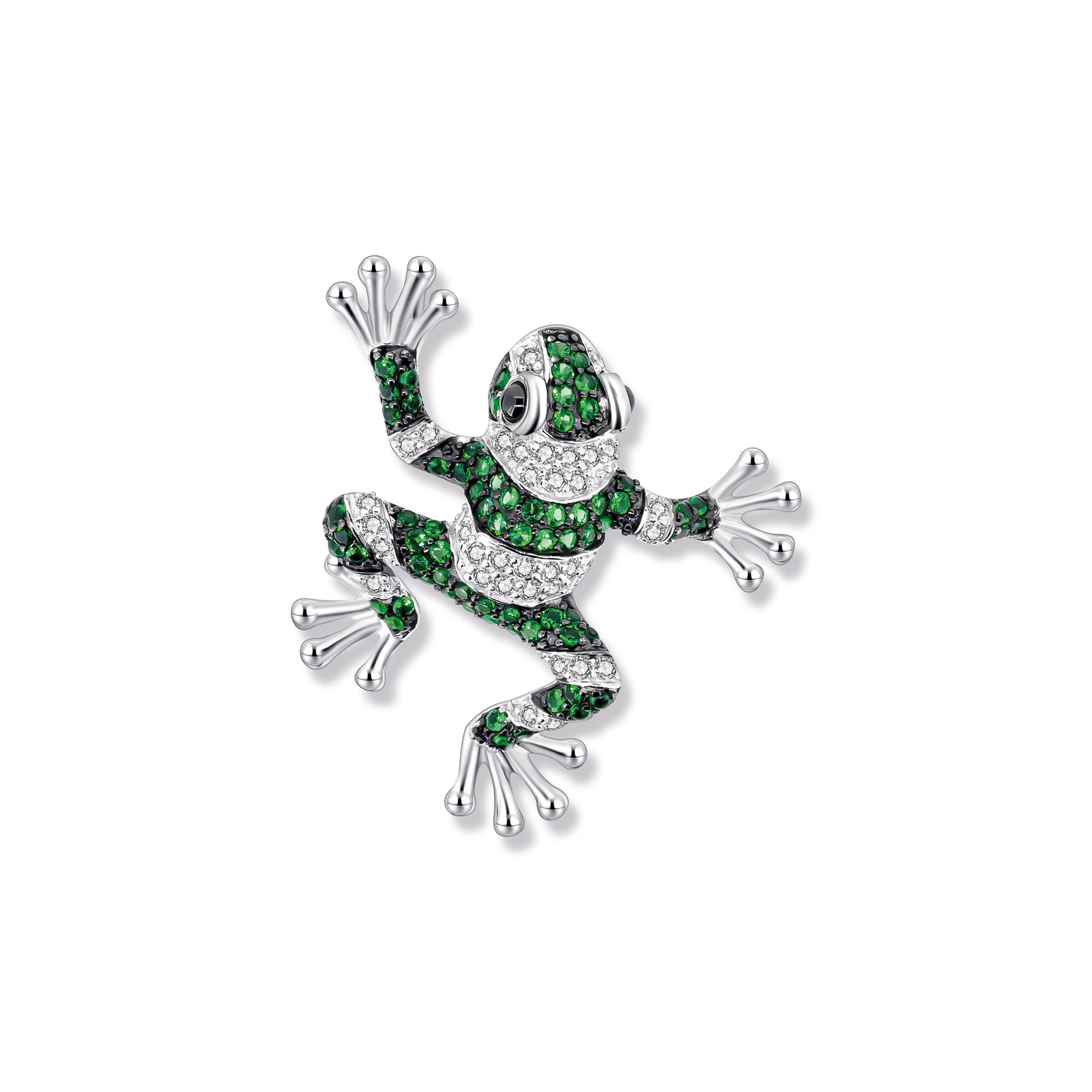 Seinerzeit FLORA & FAUNA Kettenanhänger Allan Frosch Anhänger, Schmuck aus 925 Sterling Silber (Vom Wald inspirierter Damenschmuck mit liebevoll gestaltetem Natur- und Tiermotiv – ein besonderer Begleiter im Alltag und zu besonderen Anlässen, 1-tlg., inkl. Geschenkverpackung für Frauen ob Freundin, Mutter, Ehefrau, Oma), rhodiniert, geschwärzt und Zirkonia-Steinen