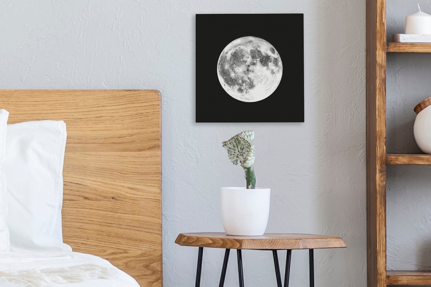 Mond - weiß, mit St), Schatten und schwarz für der Himmel Schlafzimmer Leinwand Bilder Wohnzimmer (1 Leinwandbild OneMillionCanvasses®