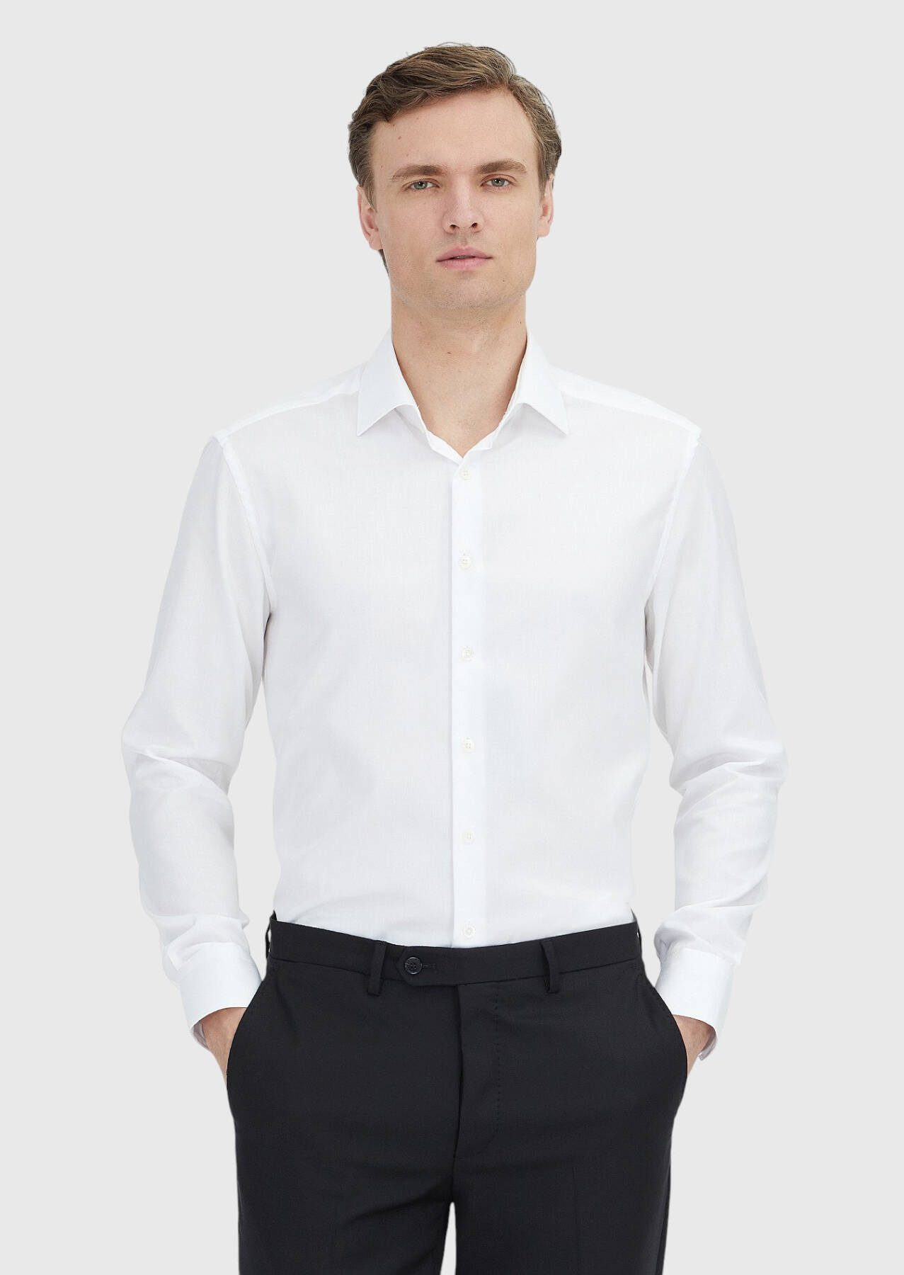 RAMSEY Hemdbluse Weißes Regular Fit Baumwollhemd 100%