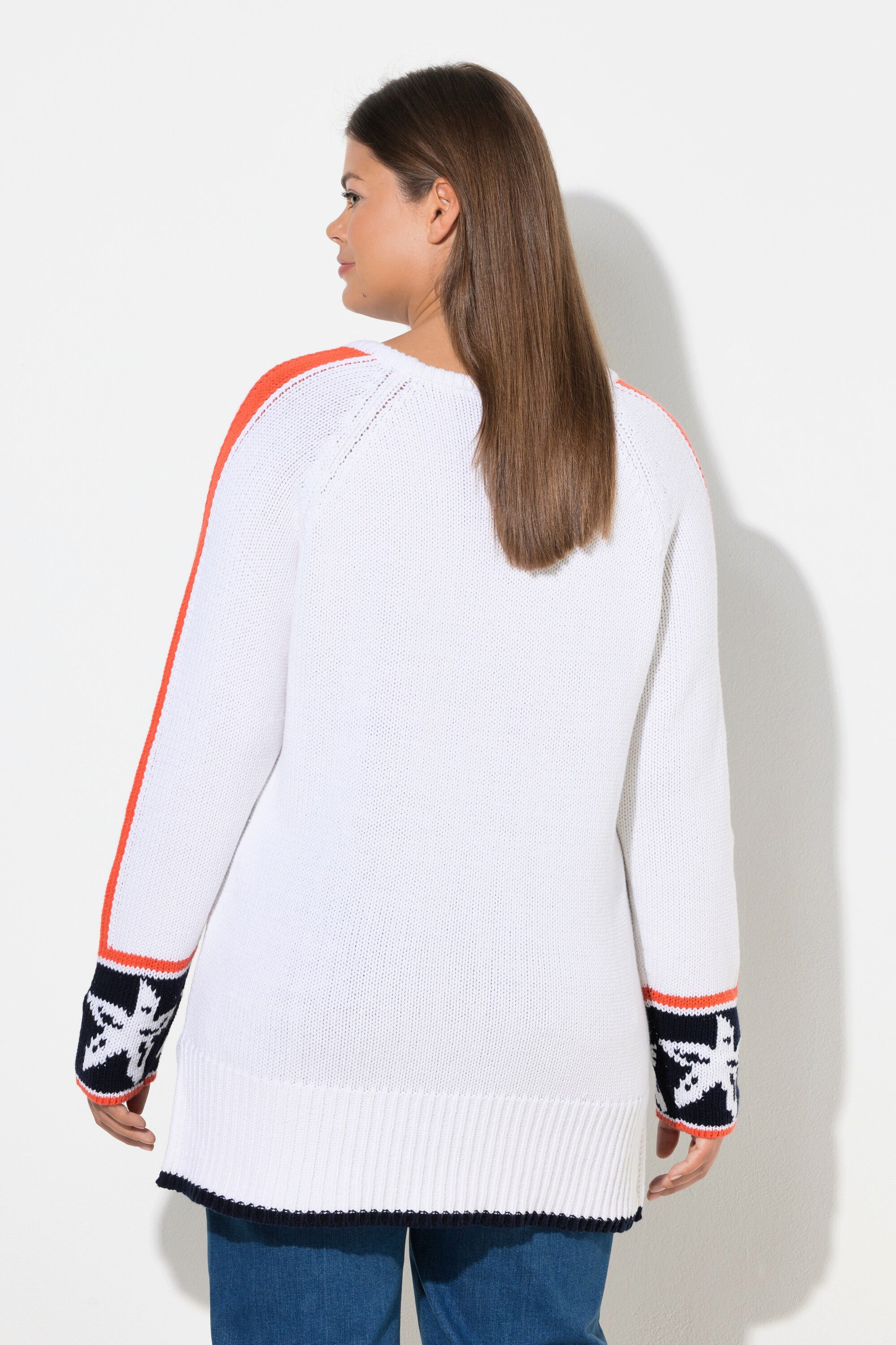 Laurasøn Strickpullover Strickpullover mit Jacquard Rundhalsausschnitt