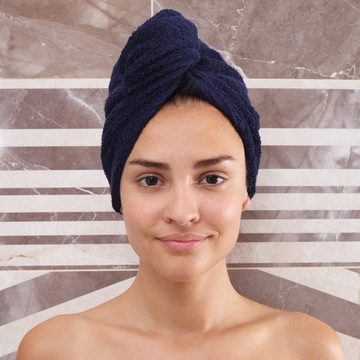 CLASS HOME COLLECTION Turban-Handtuch Frottee Baumwolle Haar-Turban Kopfhandtuch 72x27 cm, 100% Baumwolle (1-St), mit Knopf zu befestigen