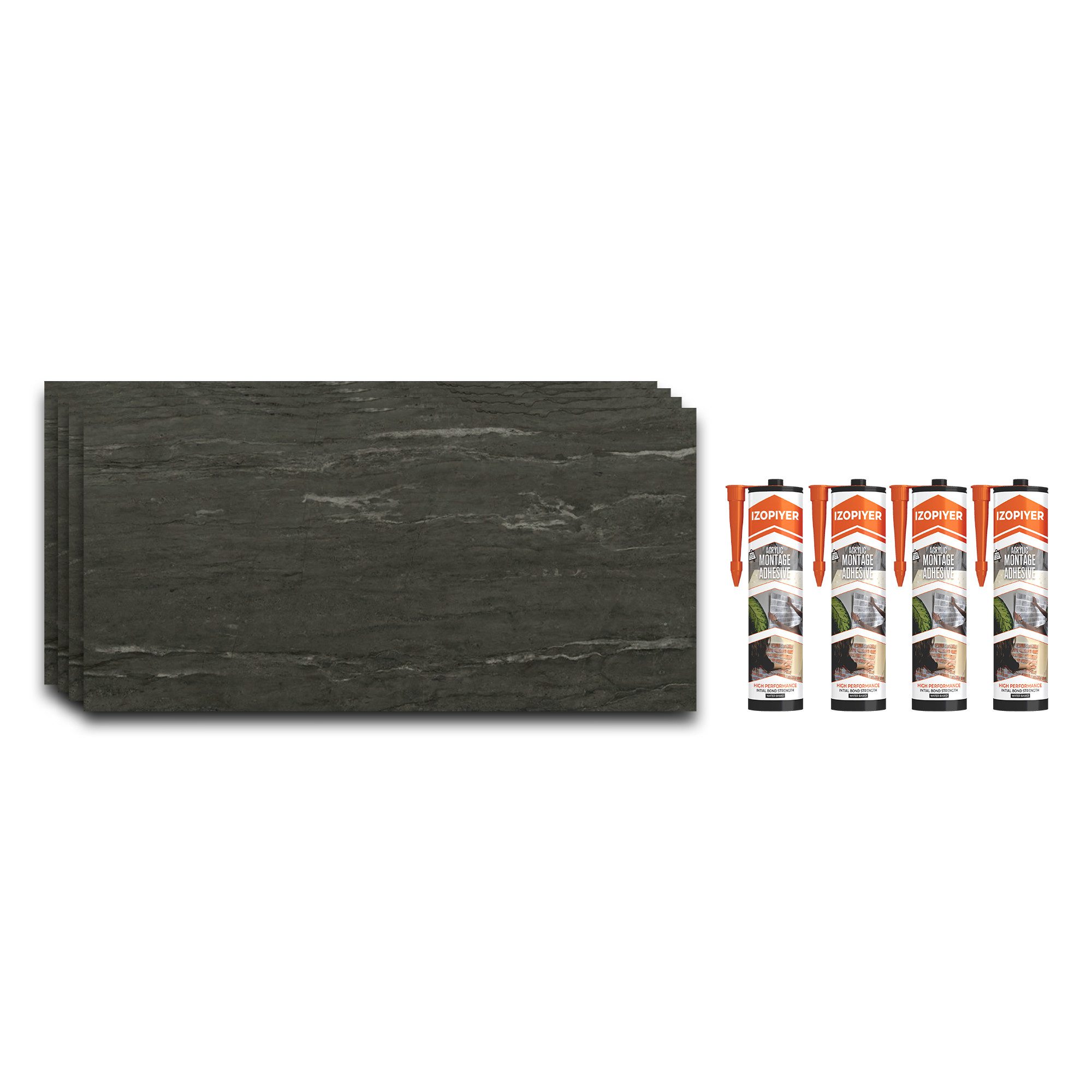 IZODEKOR 3D Wandpaneel IZODEKOR SPC Wandpaneel Betonoptik Dunkelgrau 60x120 günstig online kaufen