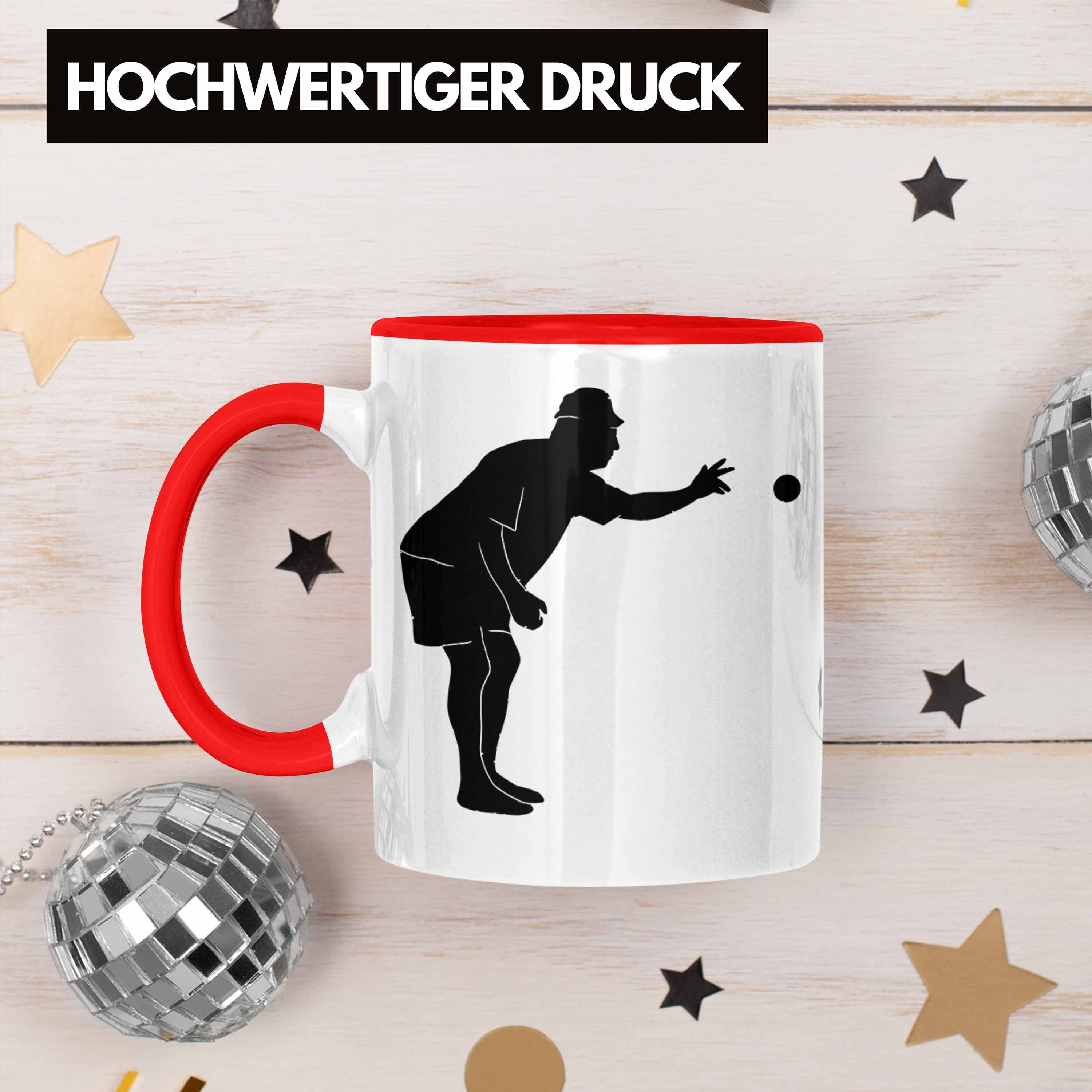 Tasse Boule Spruch Geschenkidee Werfende Grafik Boule-Spieler Tasse Geschenk Trendation Rot