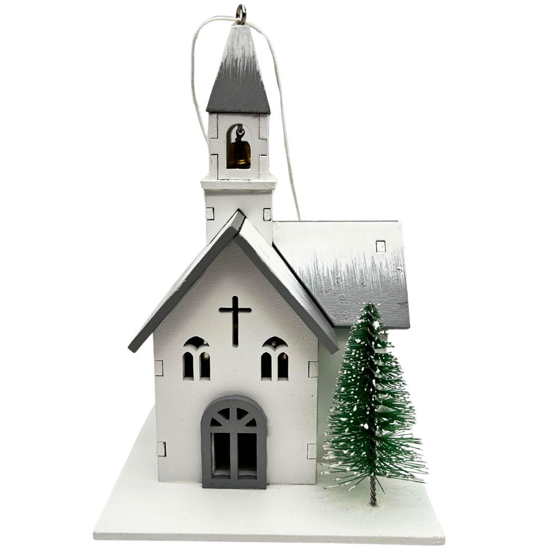abc HOME LED-Dekofigur Kirche, Holz, Batteriebetrieben