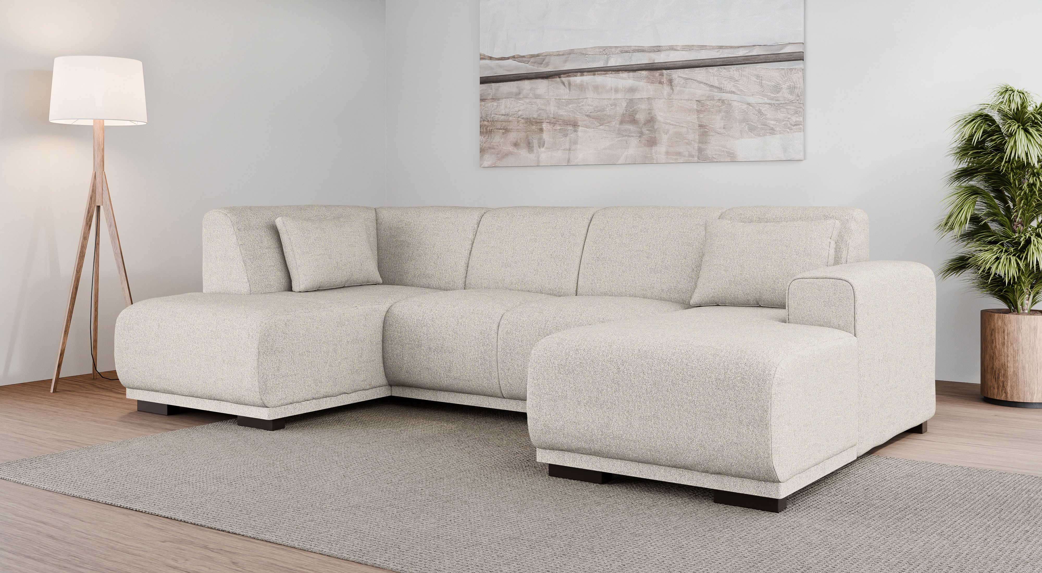 Home affaire Wohnlandschaft BORNHOLM U-Form mit Recamiere rechts/links, B/T/H: 300/162/85 cm, U-Form mit Wellenunterfederung, Recamiere rechts oder links bestellbar