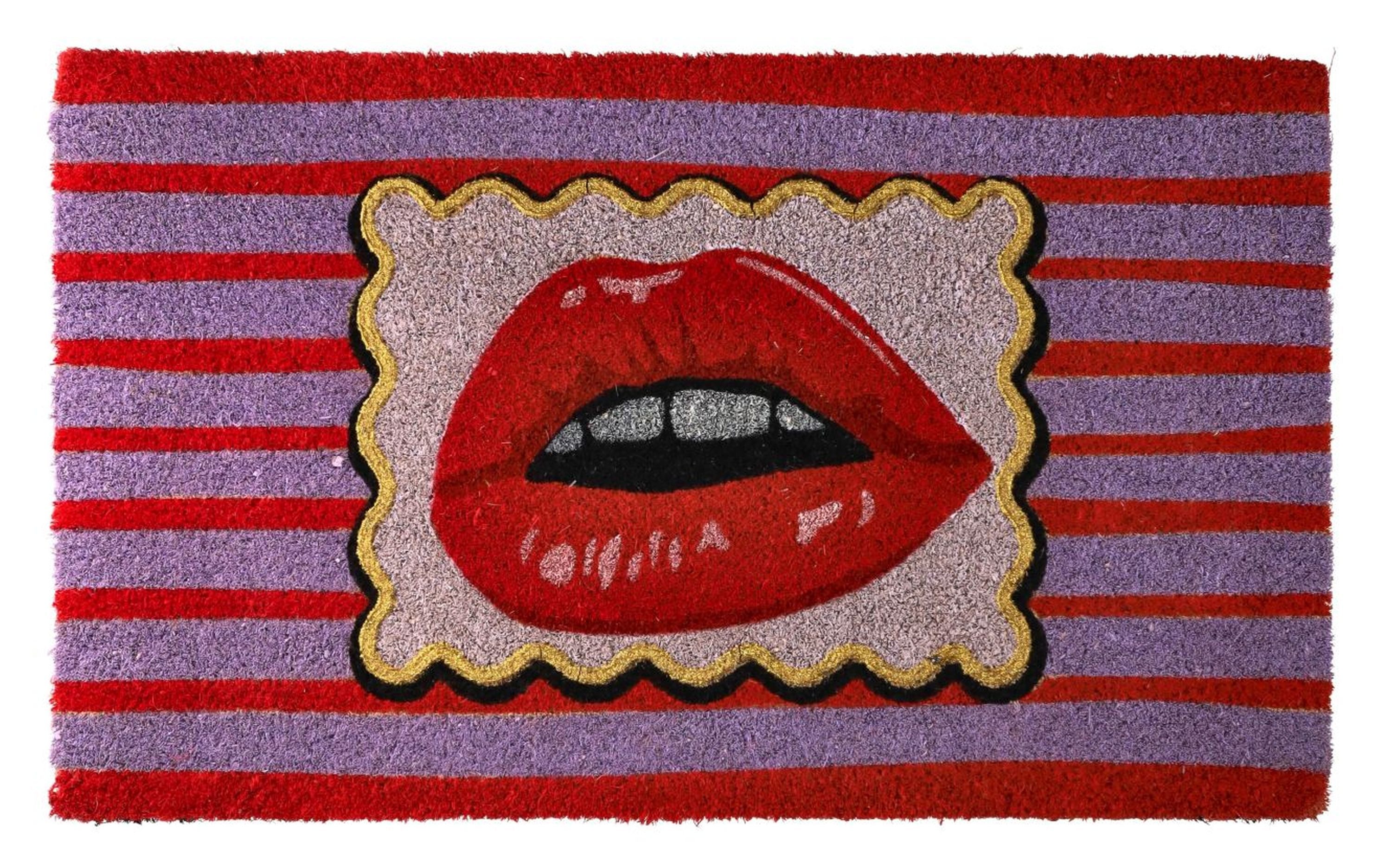 Giftcompany Fußmatte Giftcompany - Fußmatte Türmatte Kokos PVC 45x75cm Lippe Lila Bunt