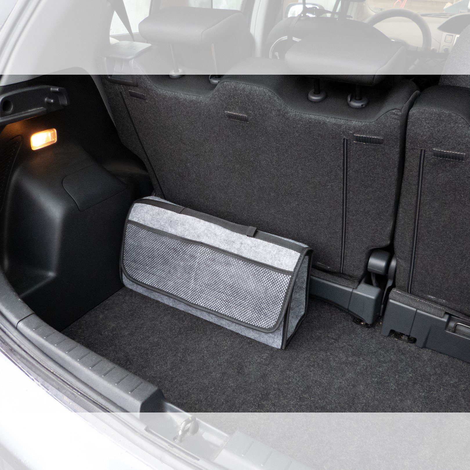 Car grau L Organizer schwarzem mit & Saum Design P Kofferraumtasche in Auto