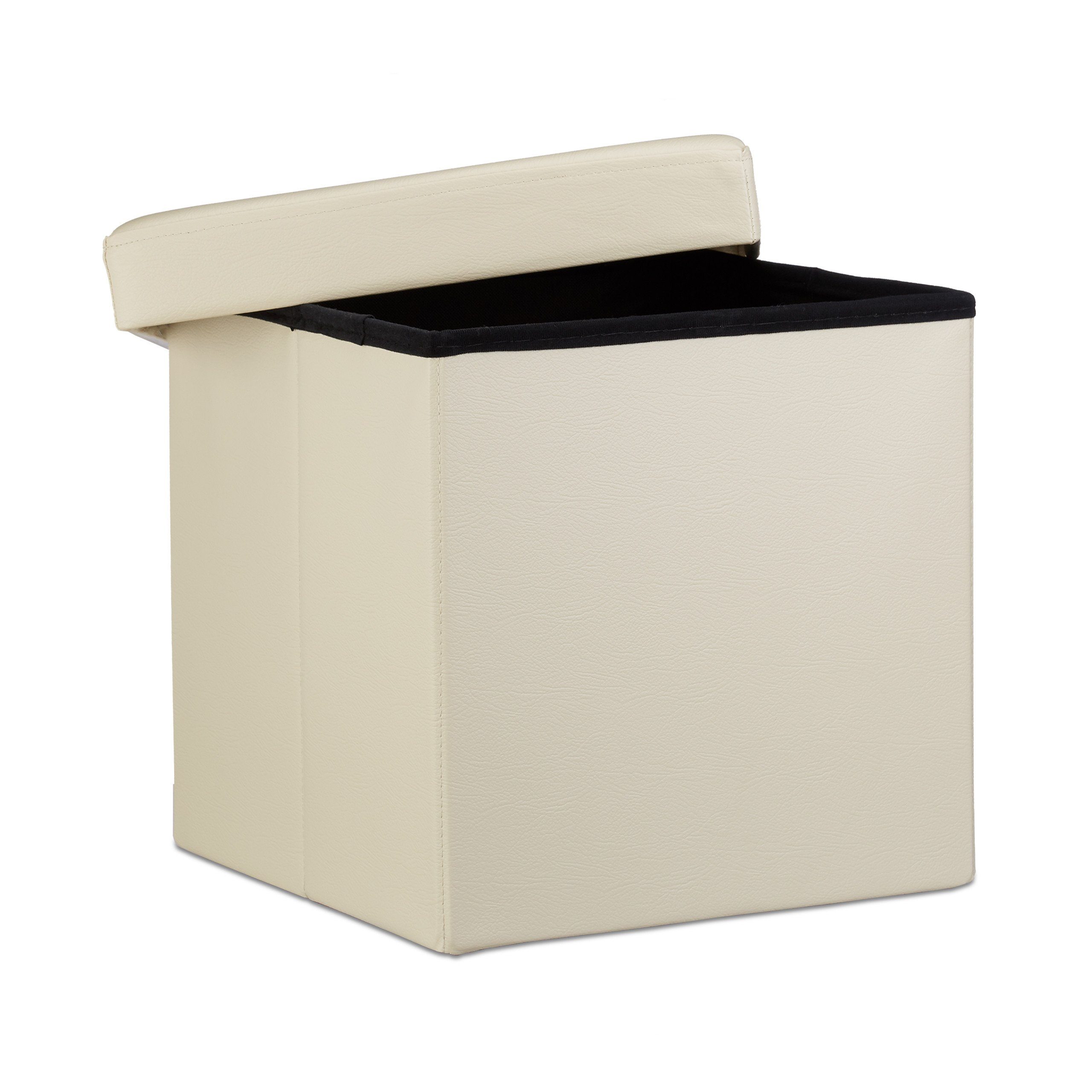 relaxdays Sitzhocker Faltbarer Sitzhocker Kunstleder, Creme günstig online kaufen