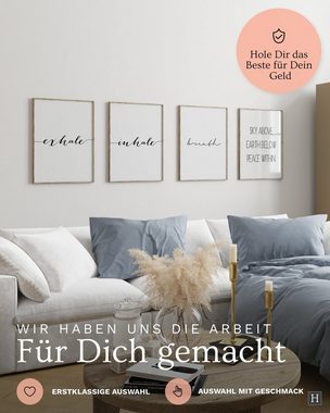 Heimlich Poster Set als Wohnzimmer Deko, Bilder DINA3 & DINA4, Yoga, Sprüche & Texte
